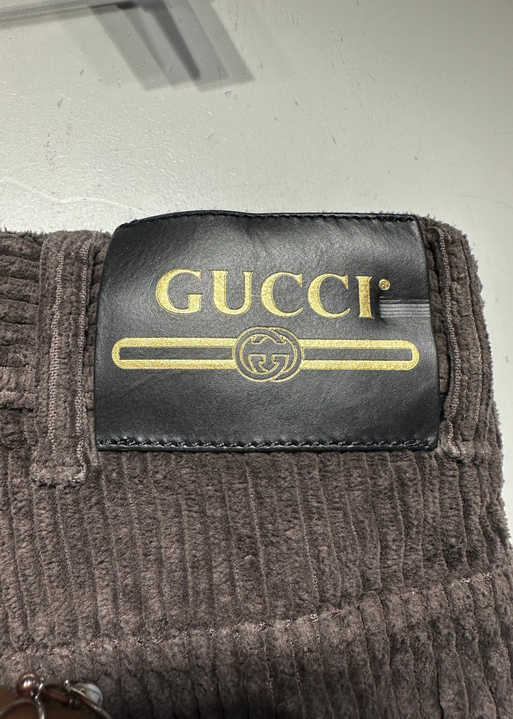 Gucci Brown Cord Distressed Pants Fits Masc 30 AS IS