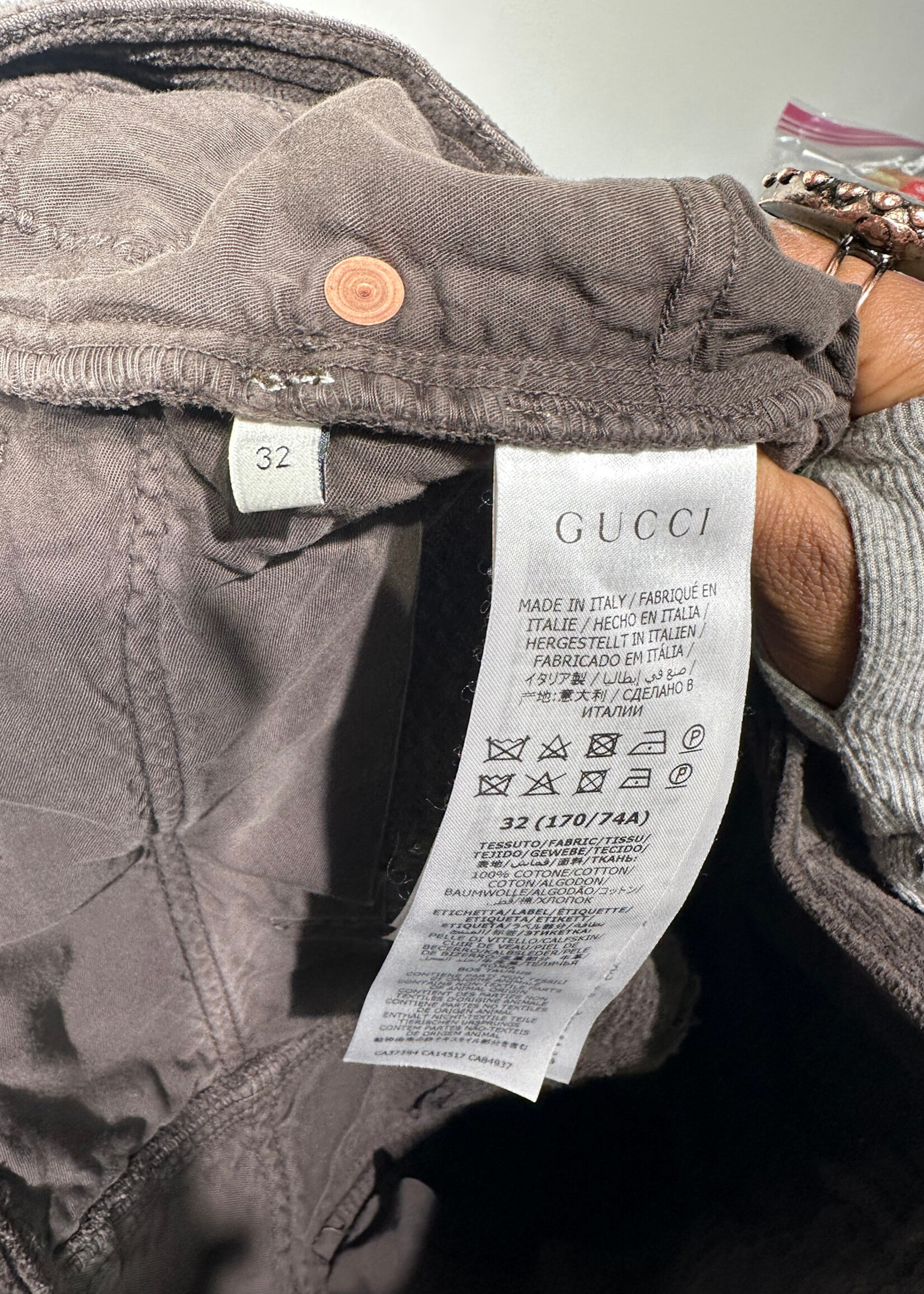 Gucci Brown Cord Distressed Pants Fits Masc 30 AS IS