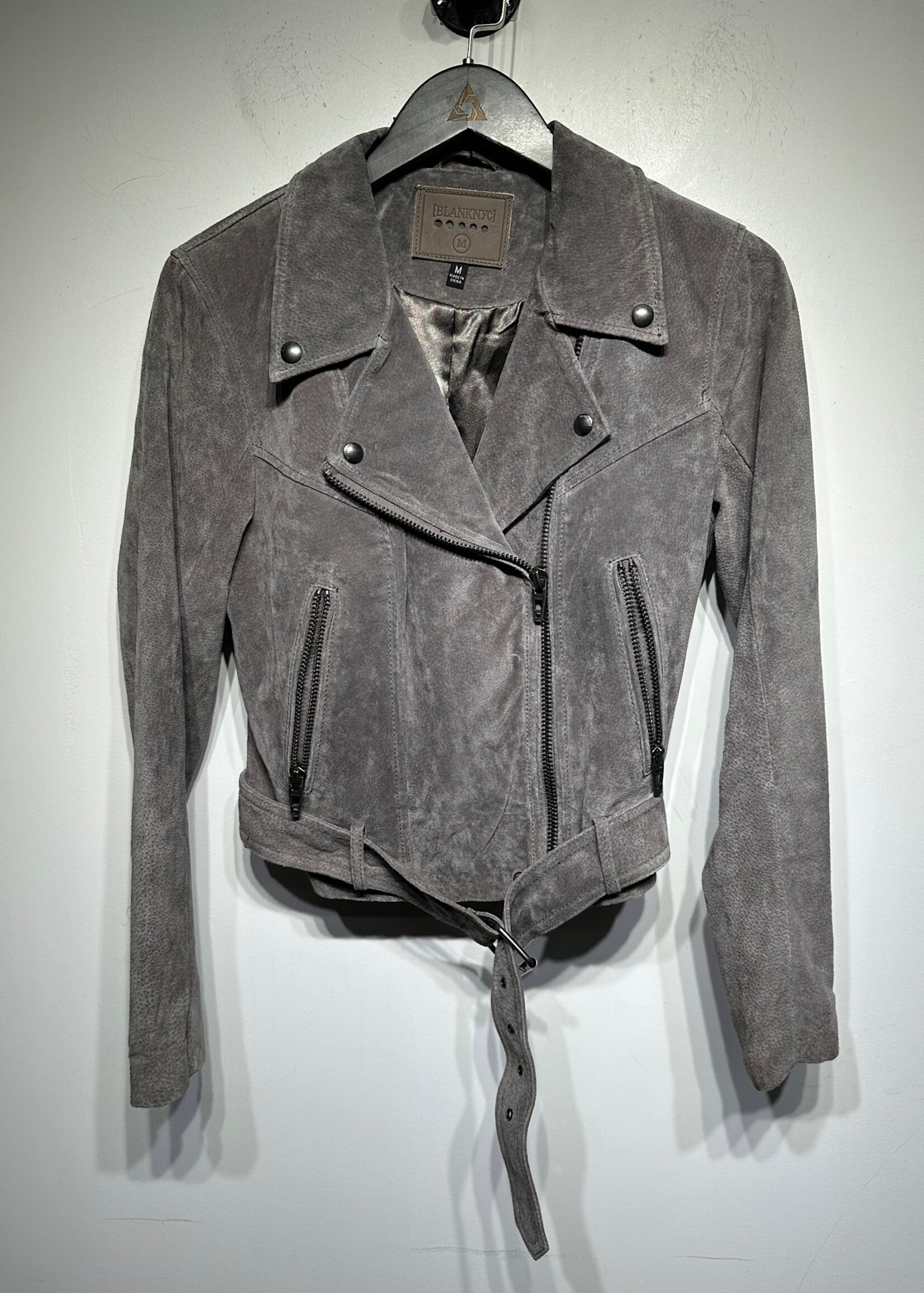Blank NYC Grey Suede Biker Jacket Fem M