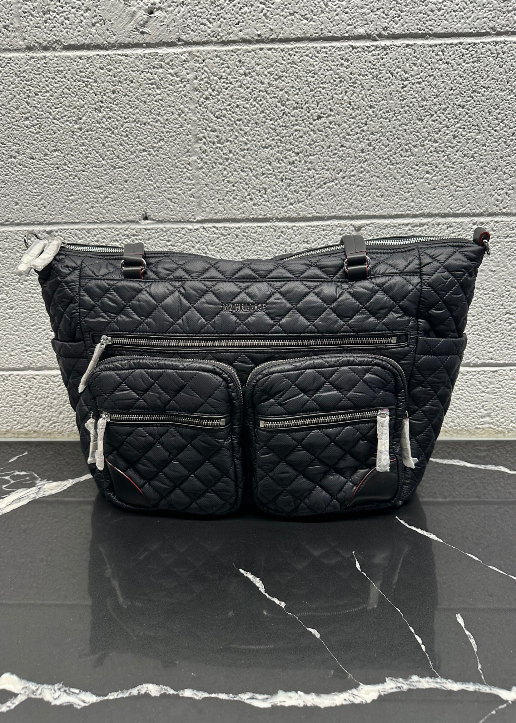 MZ Wallace Black Quilted Carry All Tote