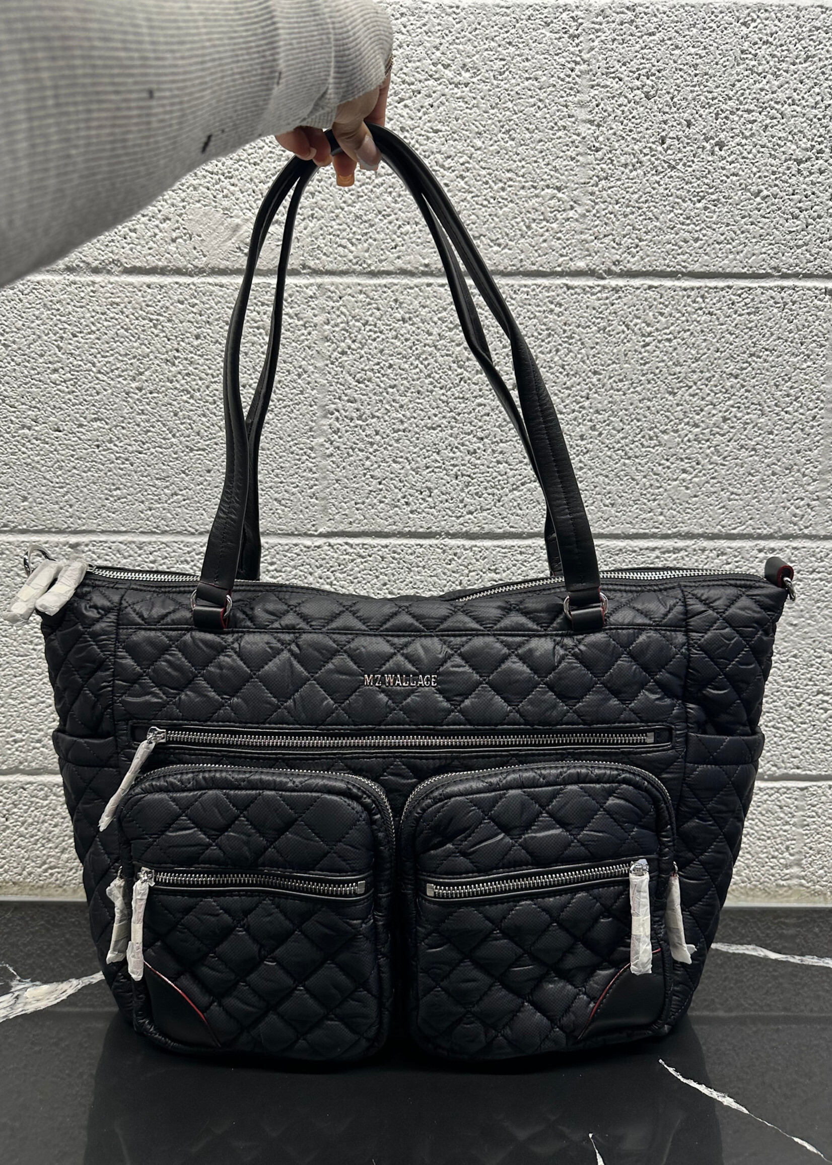 MZ Wallace Black Quilted Carry All Tote