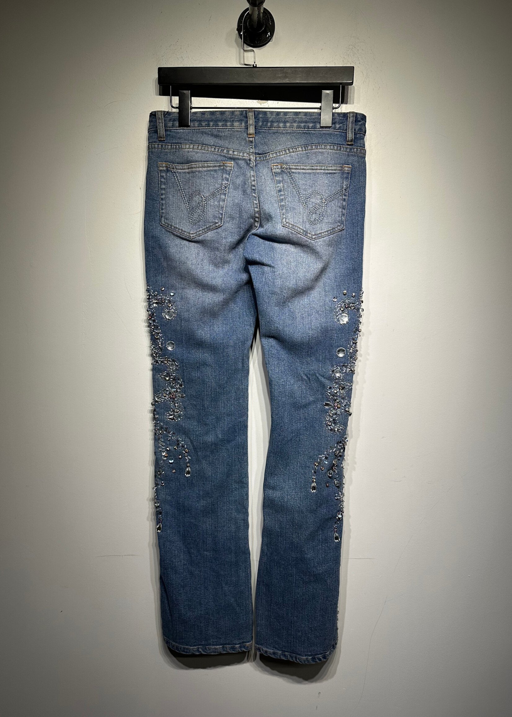 BEBE RHINESTONE BOOT JEANS 28 AS IS