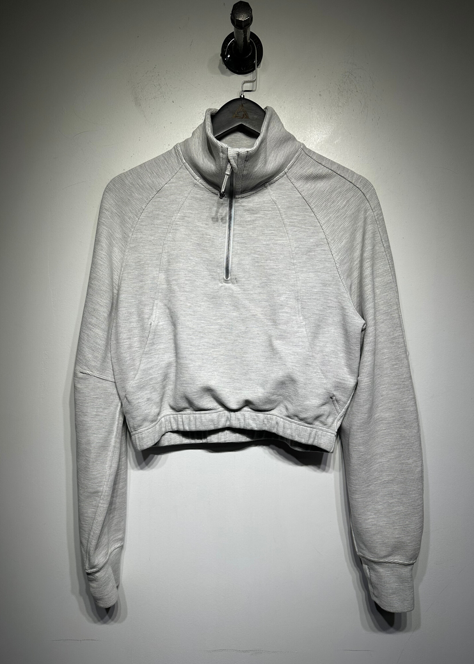 Lululemon Light Grey Waffle Knit 1/4 Zip Sweater S