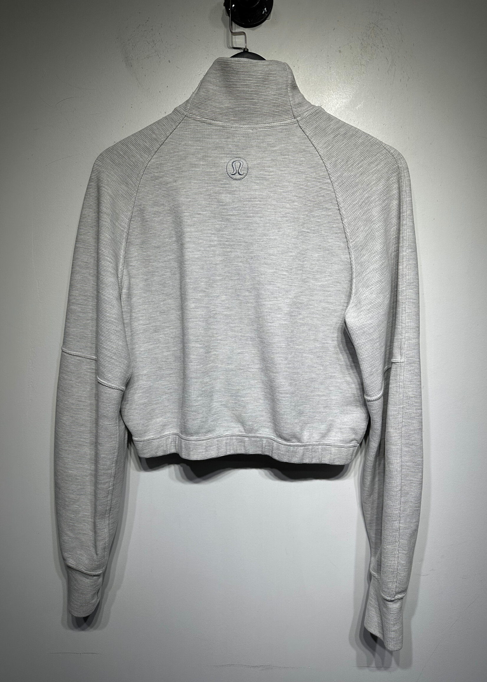 Lululemon Light Grey Waffle Knit 1/4 Zip Sweater S