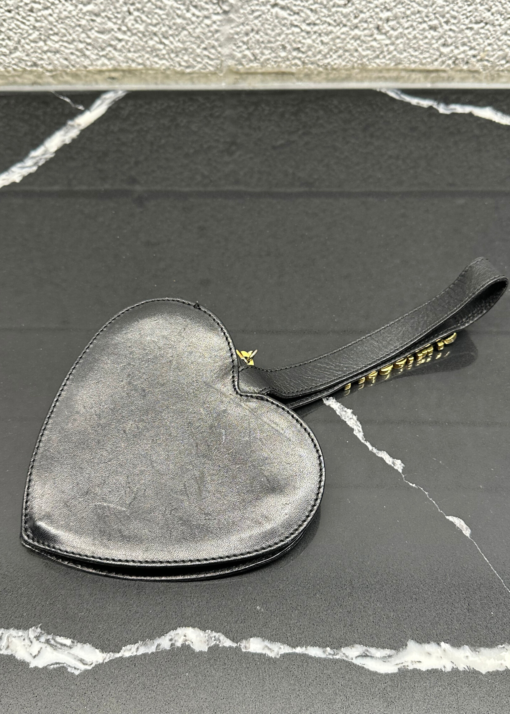 Moschino 1990 Leather Heart Bag Mini Wristlet
