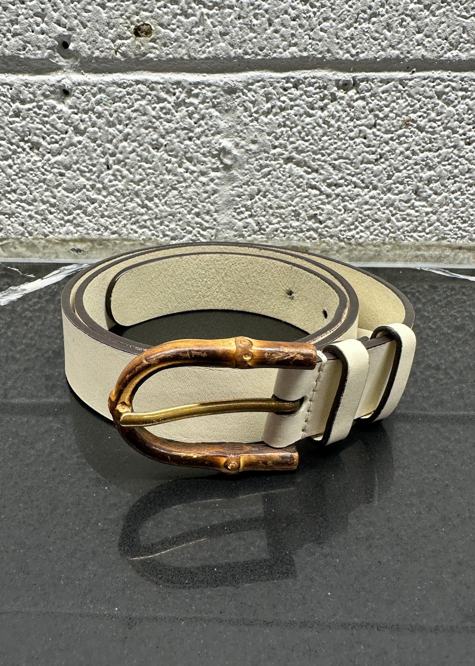 Gucci Off White Bamboo Leather Belt 85cm/34"