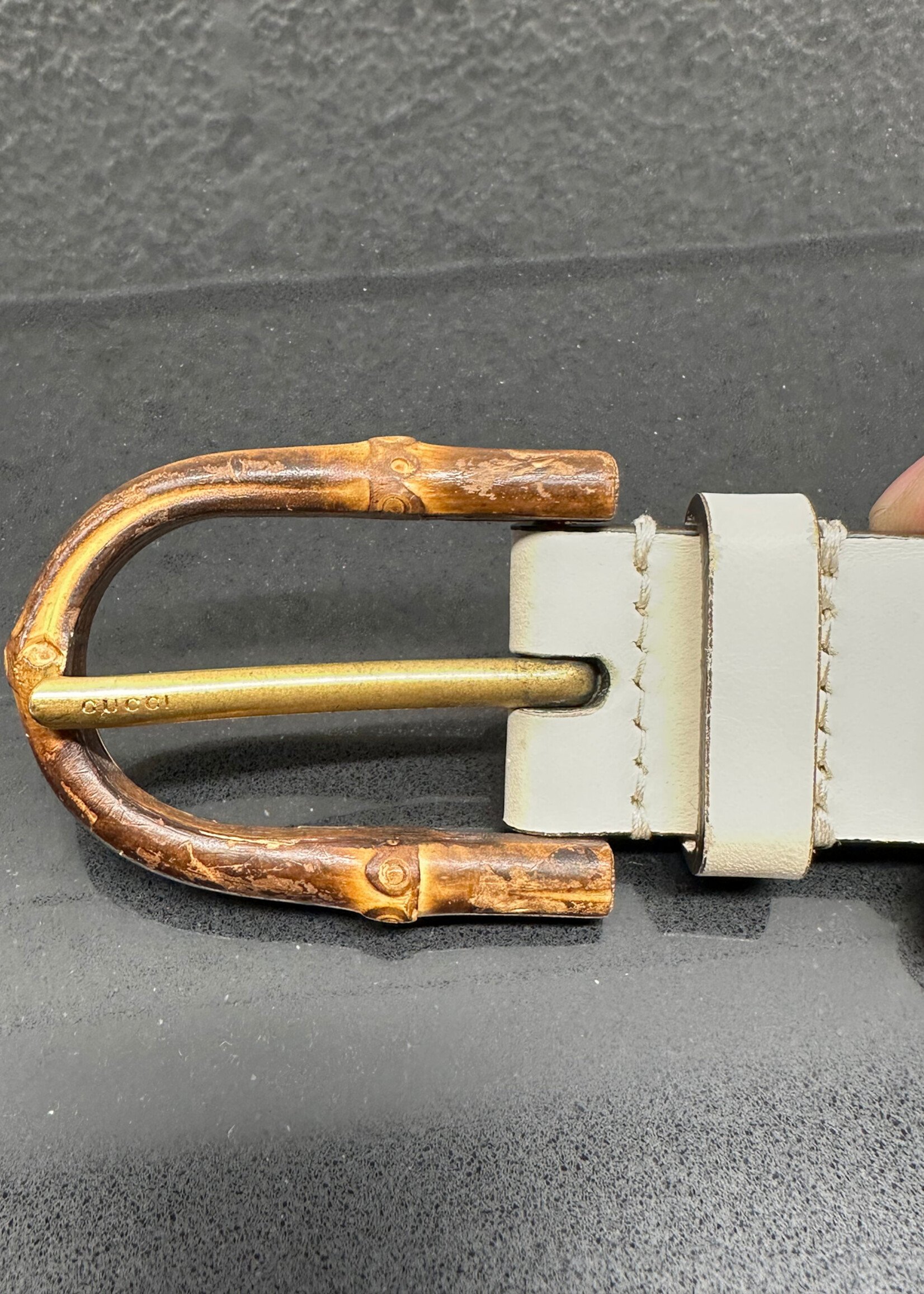 Gucci Off White Bamboo Leather Belt 85cm/34"