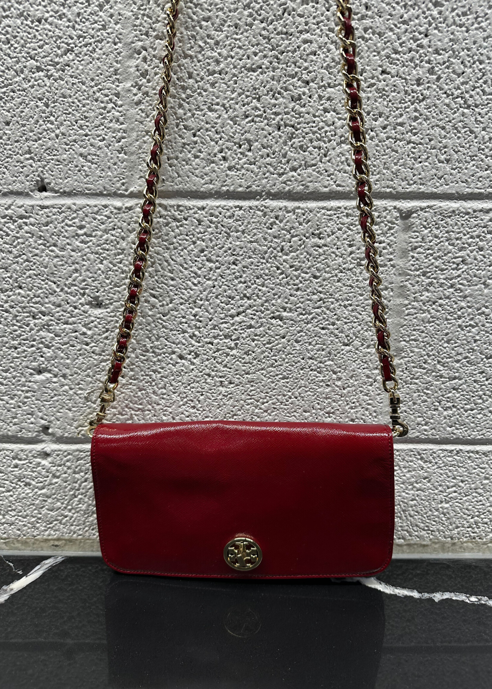 Tory Burch Red Saffiano Leather Crossbody