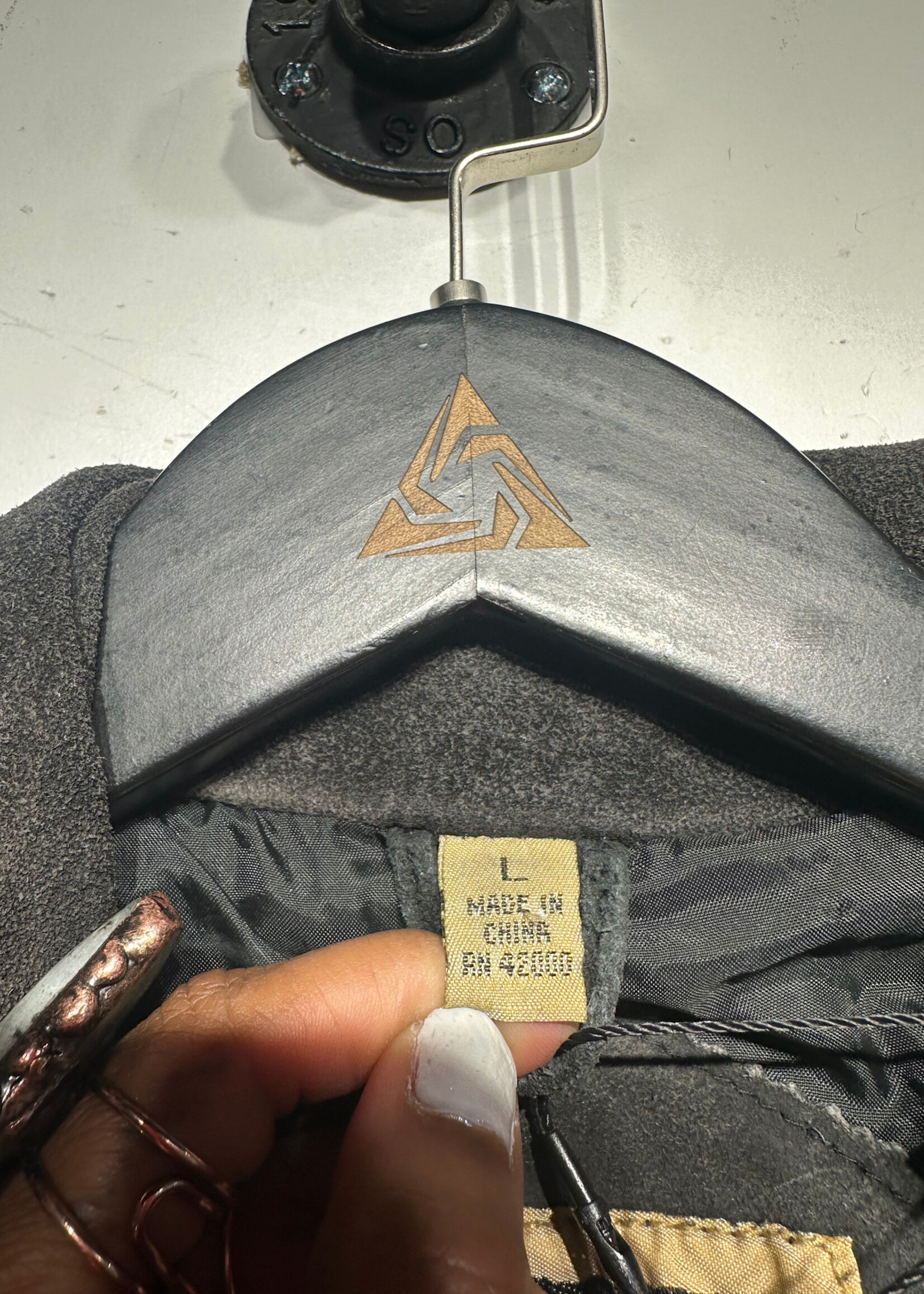 G4000 Black Rough Suede Fringe Jacket Fem L