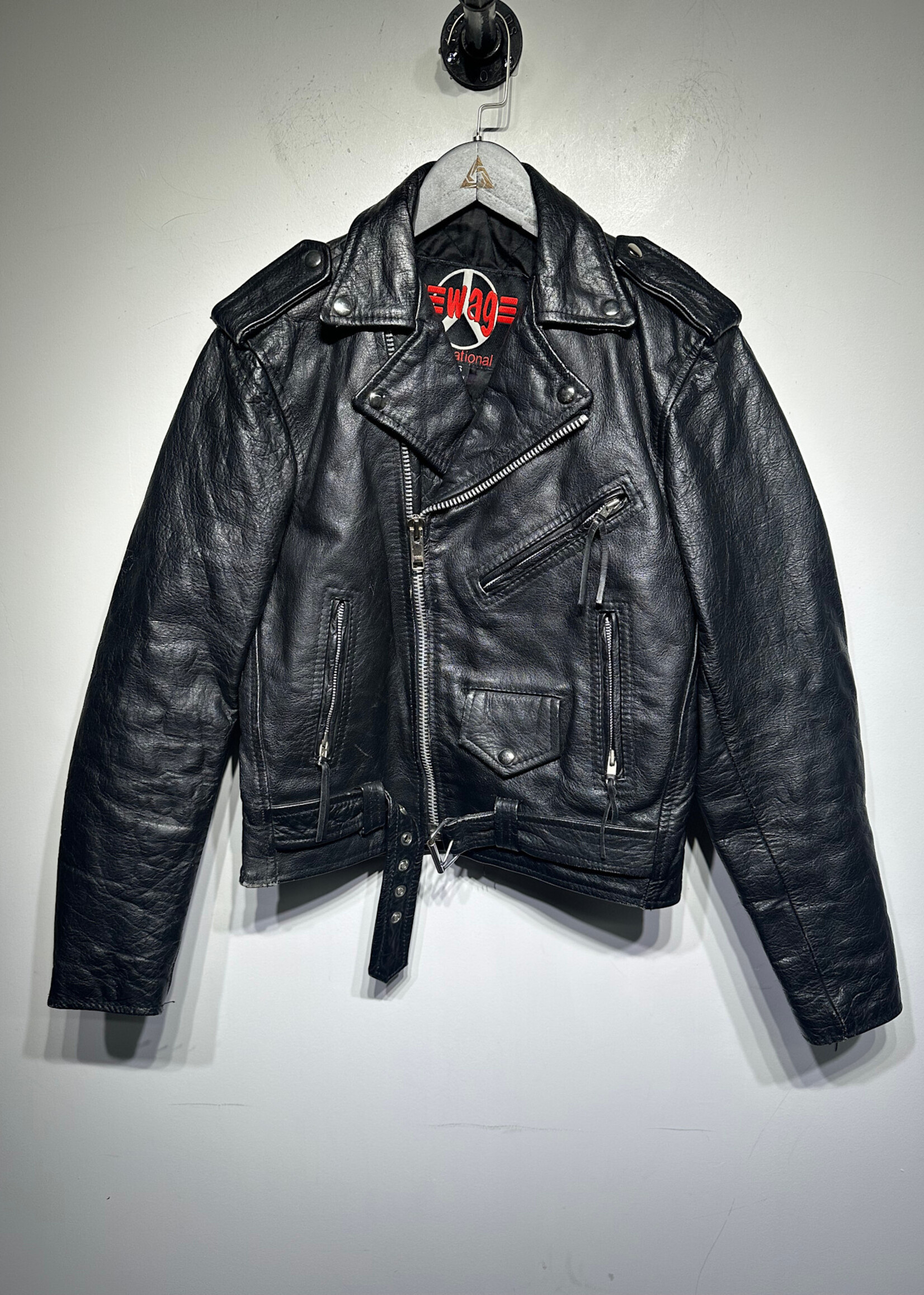 New Age Vintage Leather Biker Jacket Masc S Fem M