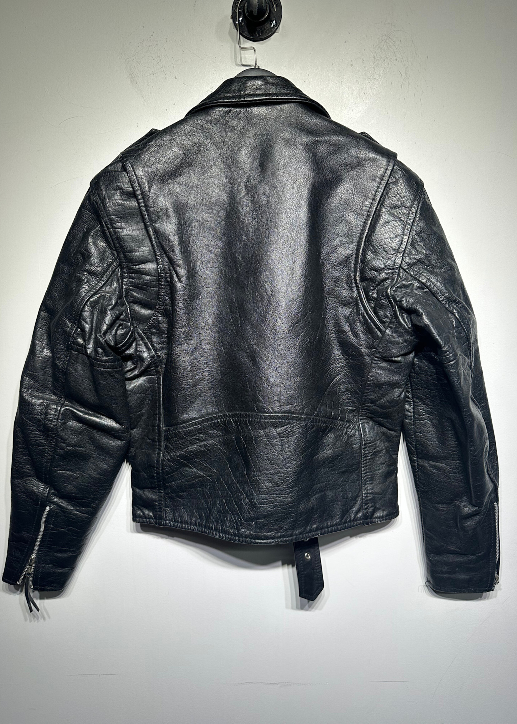 New Age Vintage Leather Biker Jacket Masc S Fem M