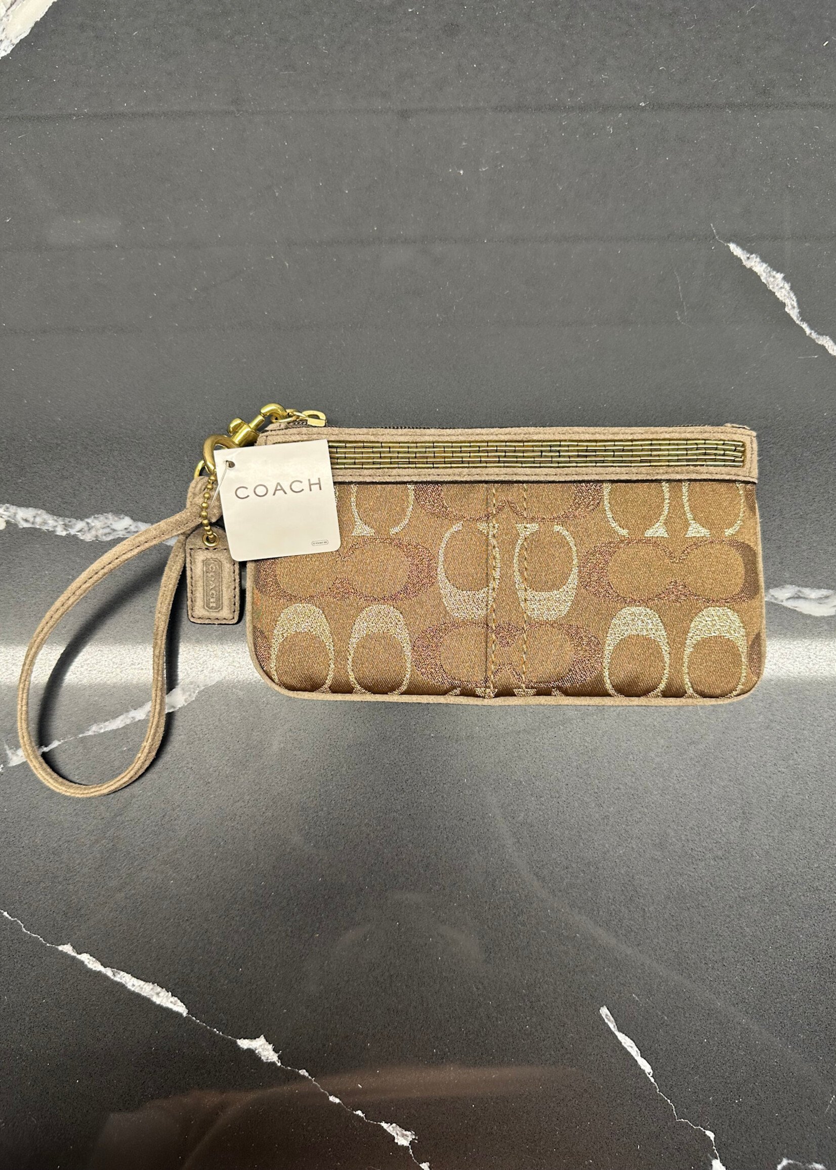 Coach NWT Beige Gold Wristlet
