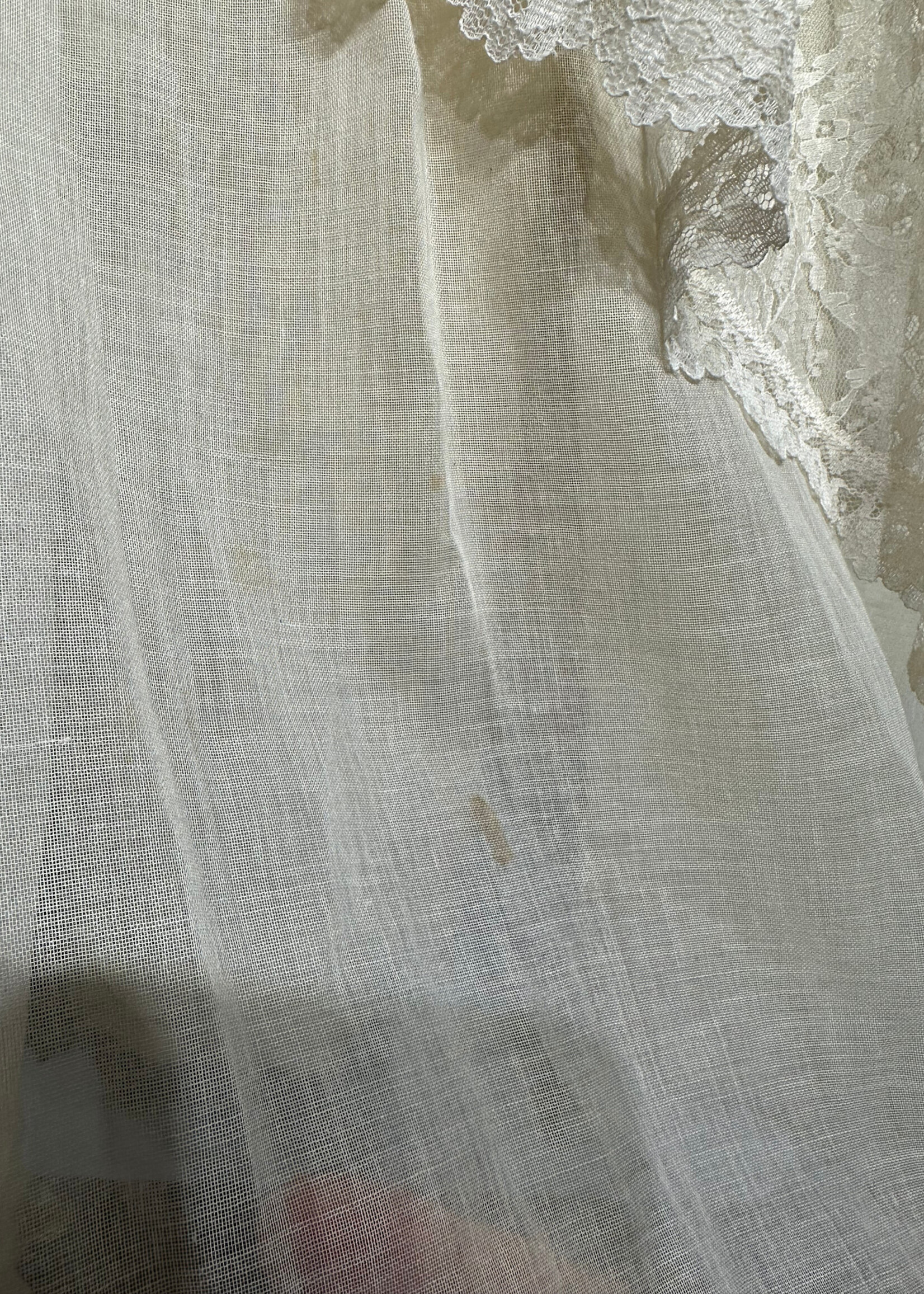 Candi Jones Vintage Beige Lace Trim LS Dress S AS IS