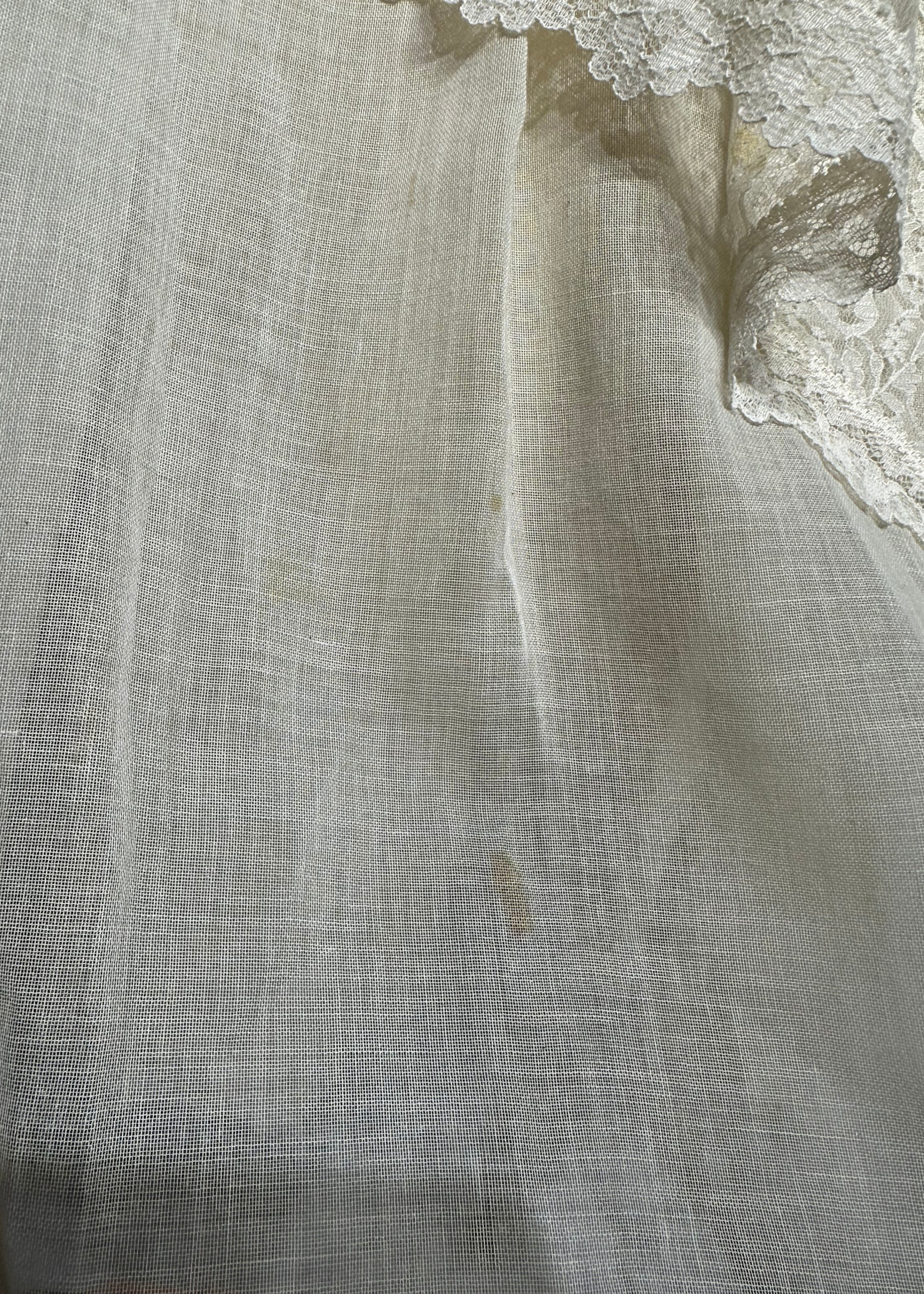 Candi Jones Vintage Beige Lace Trim LS Dress S AS IS