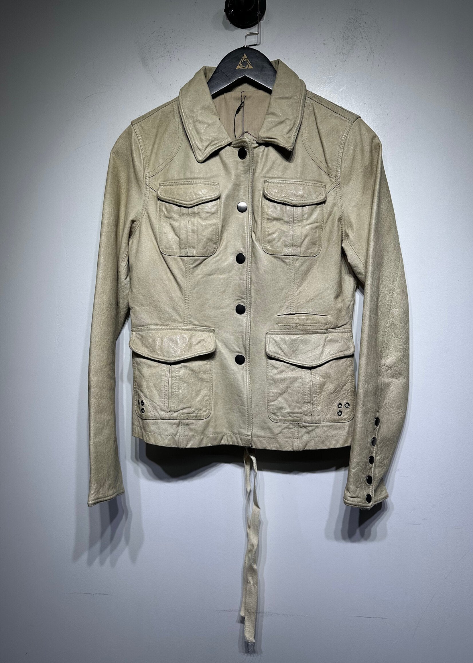 Jakett NY Beige Leather Jacket As Is S