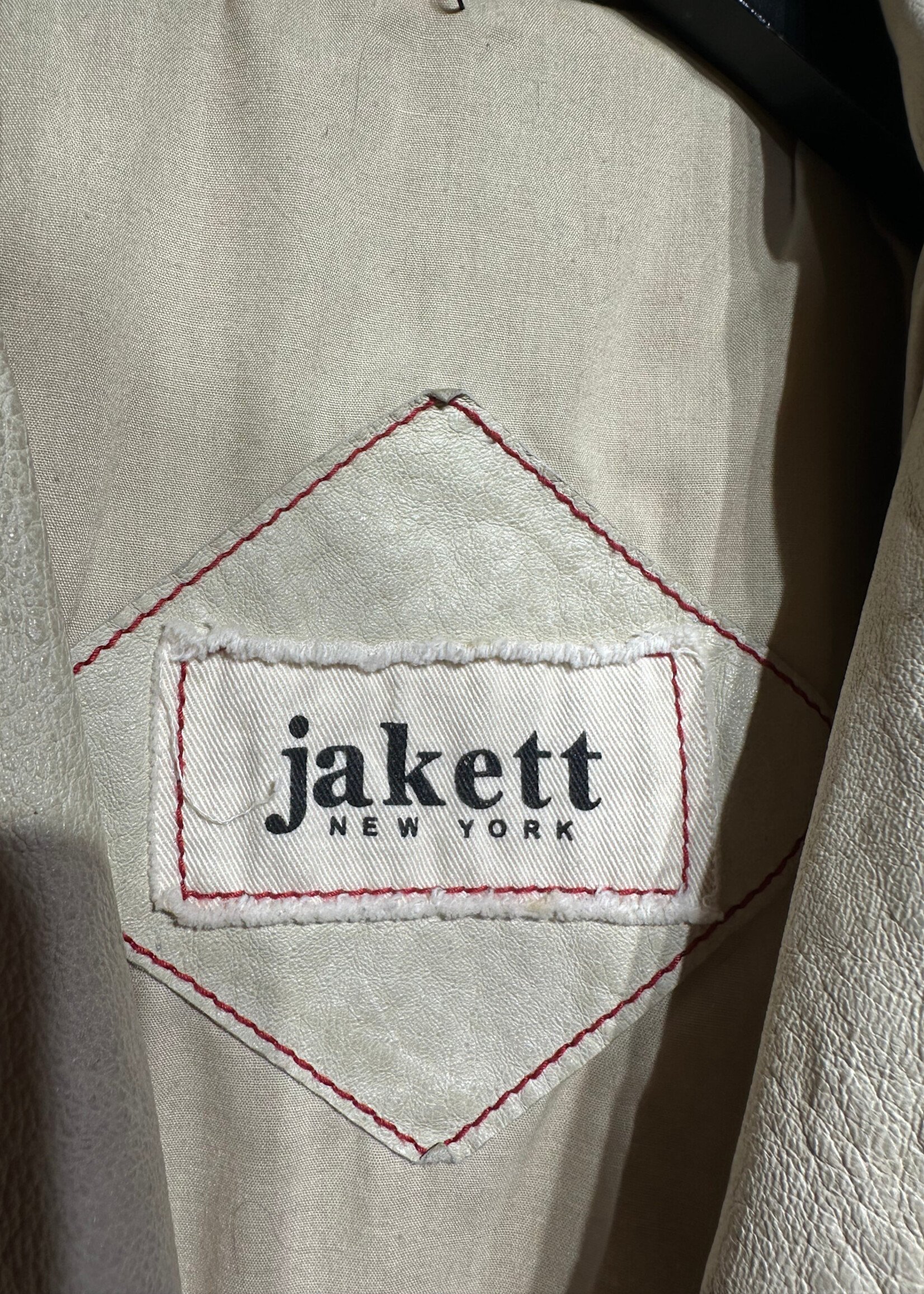 Jakett NY Beige Leather Jacket As Is S