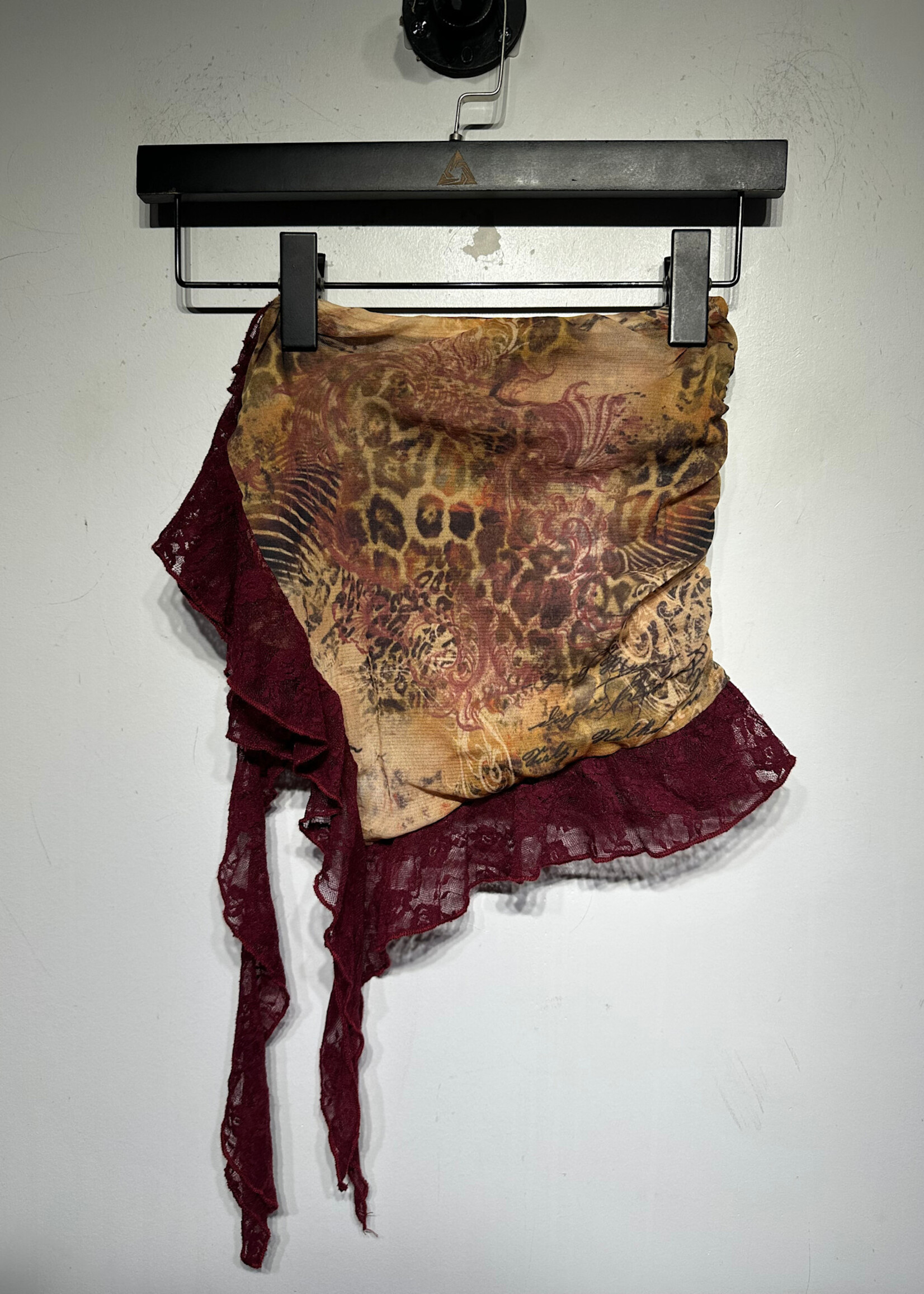 Jaded LDN Cheetah Floral Red Lace Trim XS