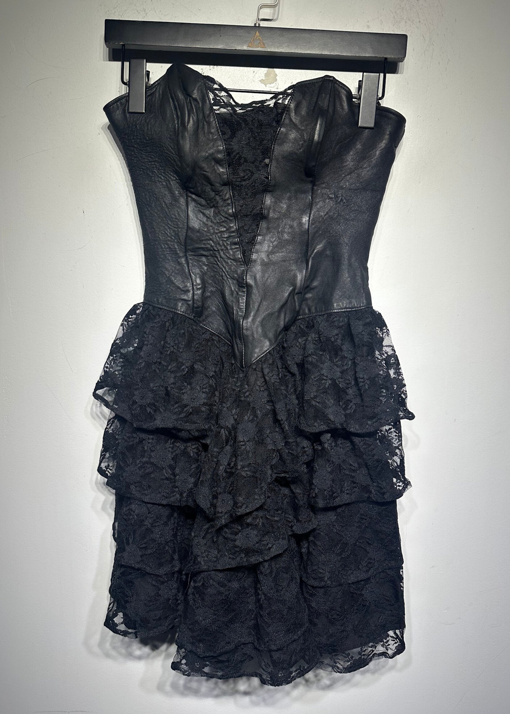 Firenze Leather Bustier Lace Dress M