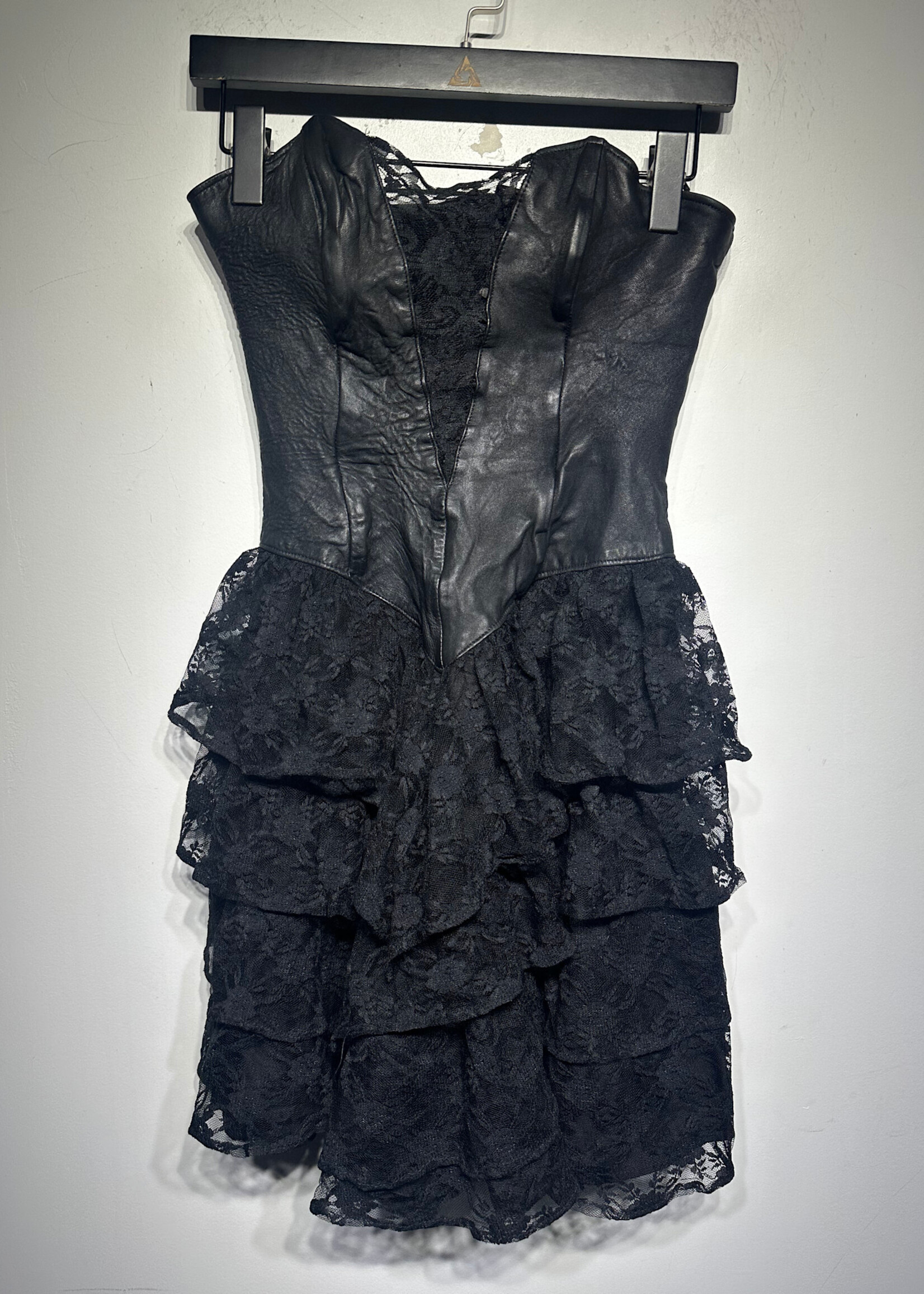 Firenze Leather Bustier Lace Dress XS