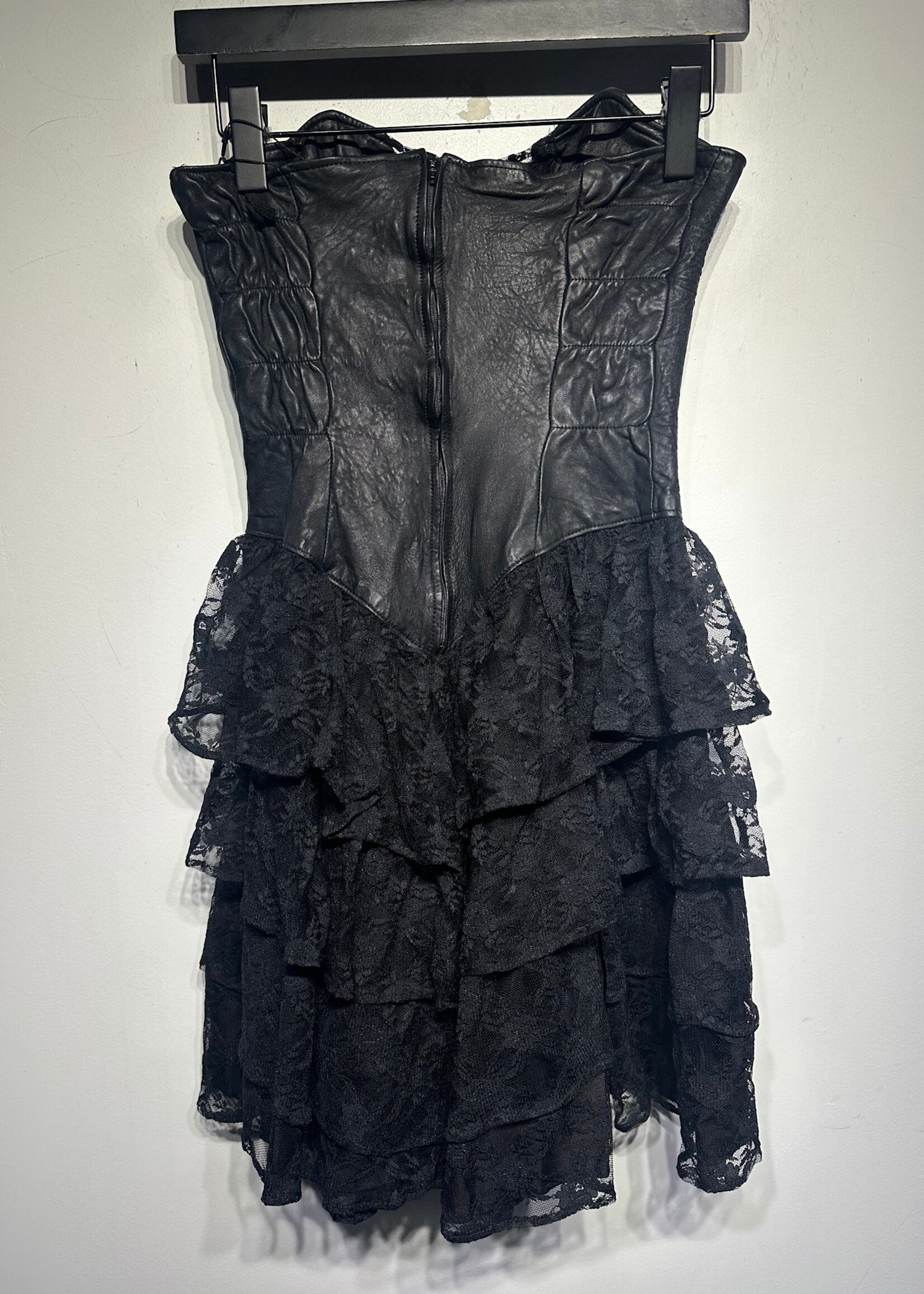 Firenze Leather Bustier Lace Dress M