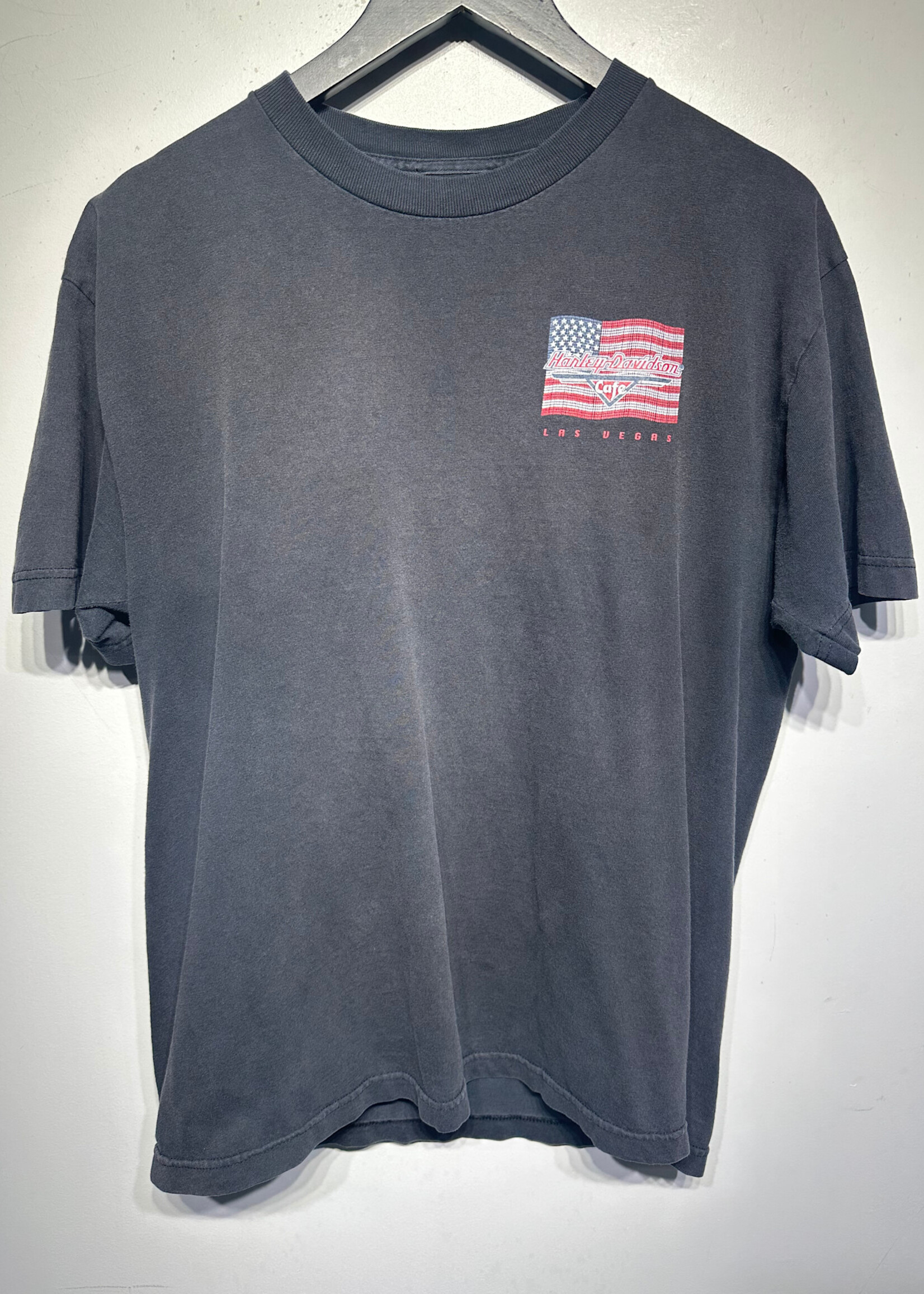 Harley Cafe Grey LV American Flag Tee L