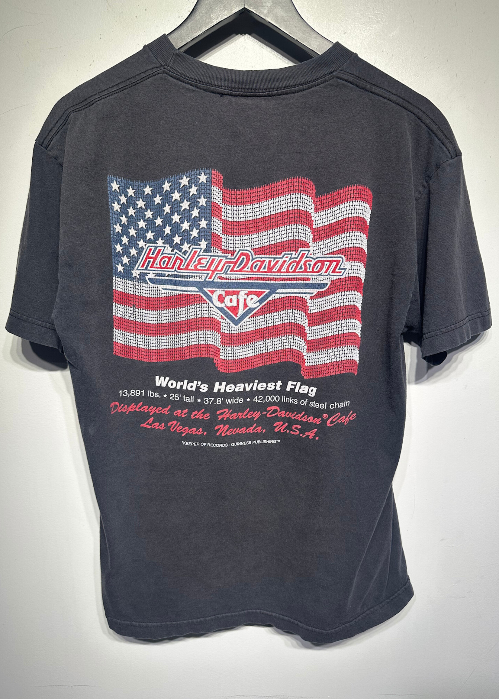 Harley Cafe Grey LV American Flag Tee L