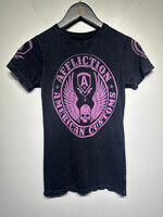 Affliction American Custom Pink Black Tee Fem S