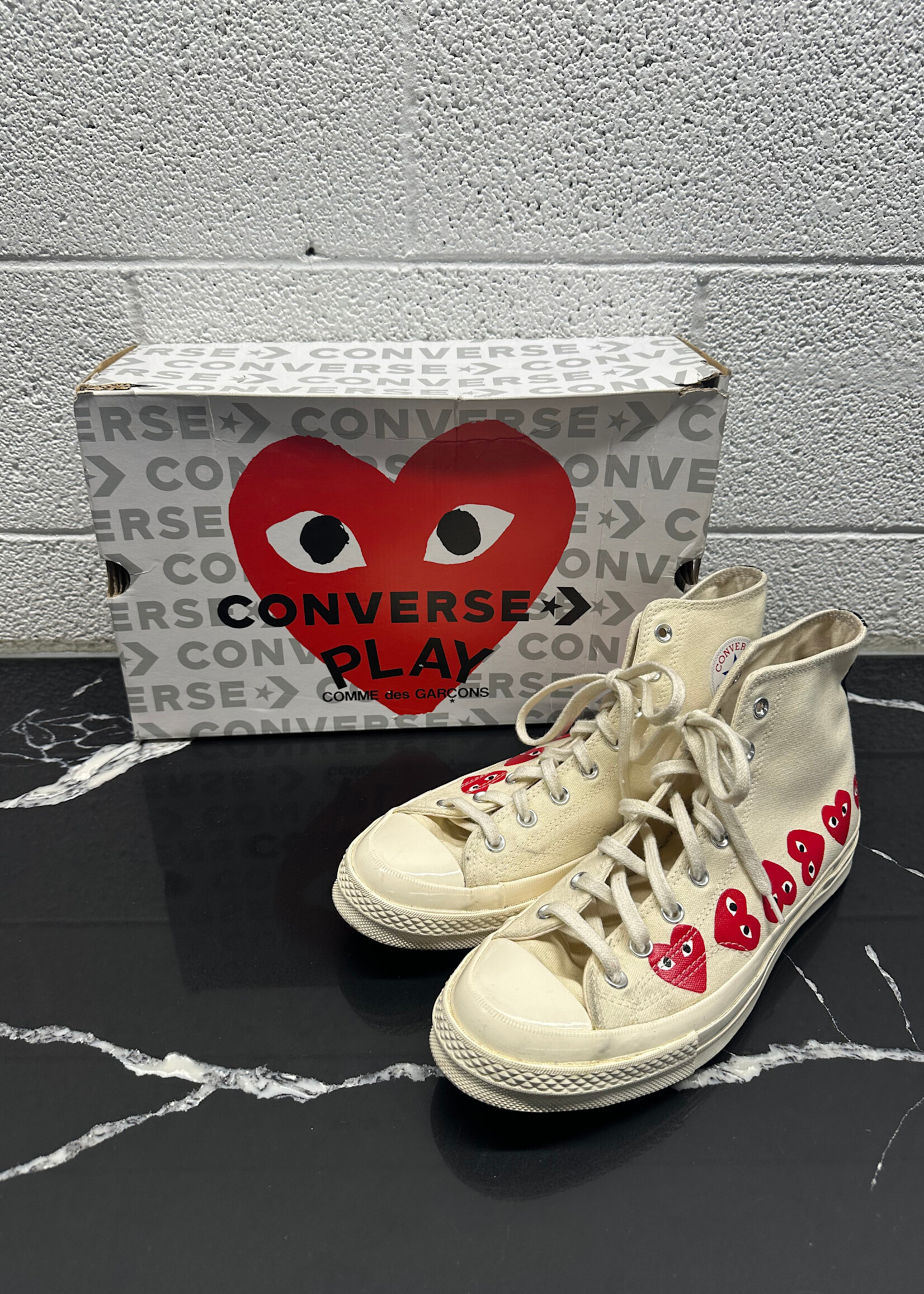 CDG Converse Multi Heart White Hi Top Masc 11