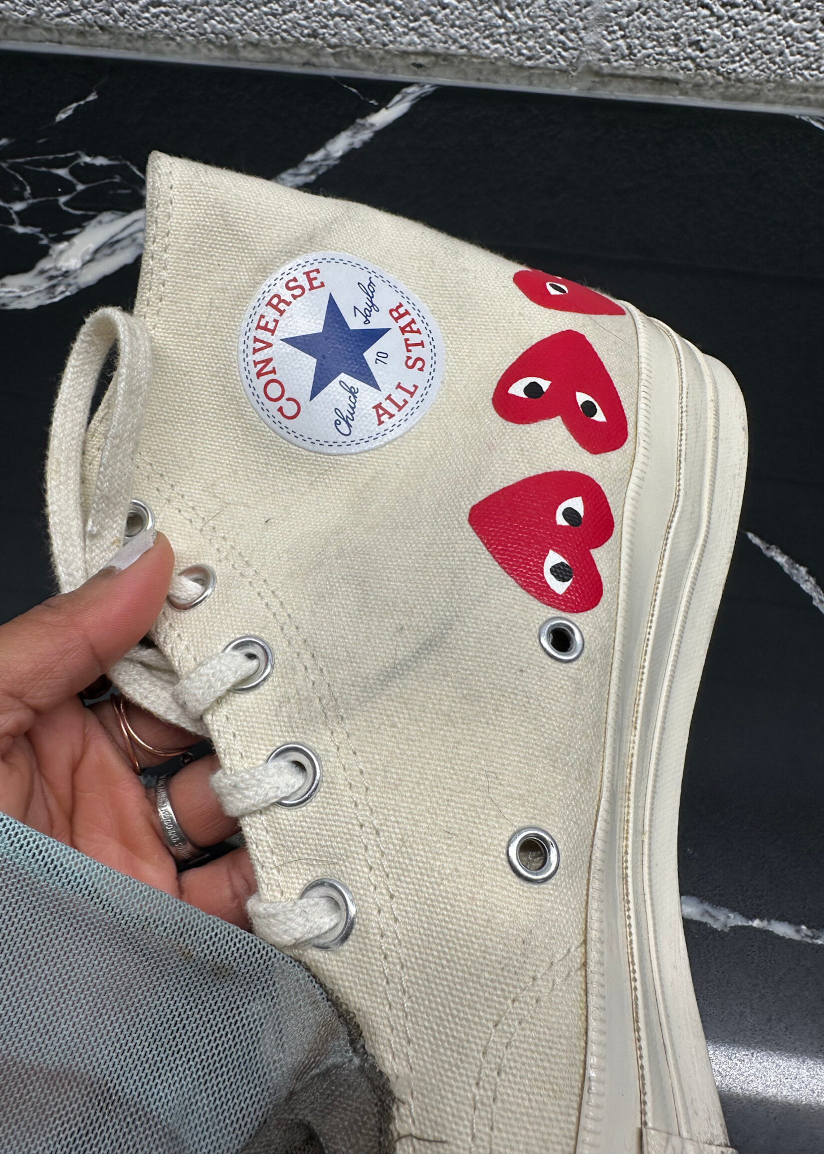 CDG Converse Multi Heart White Hi Top Masc 11