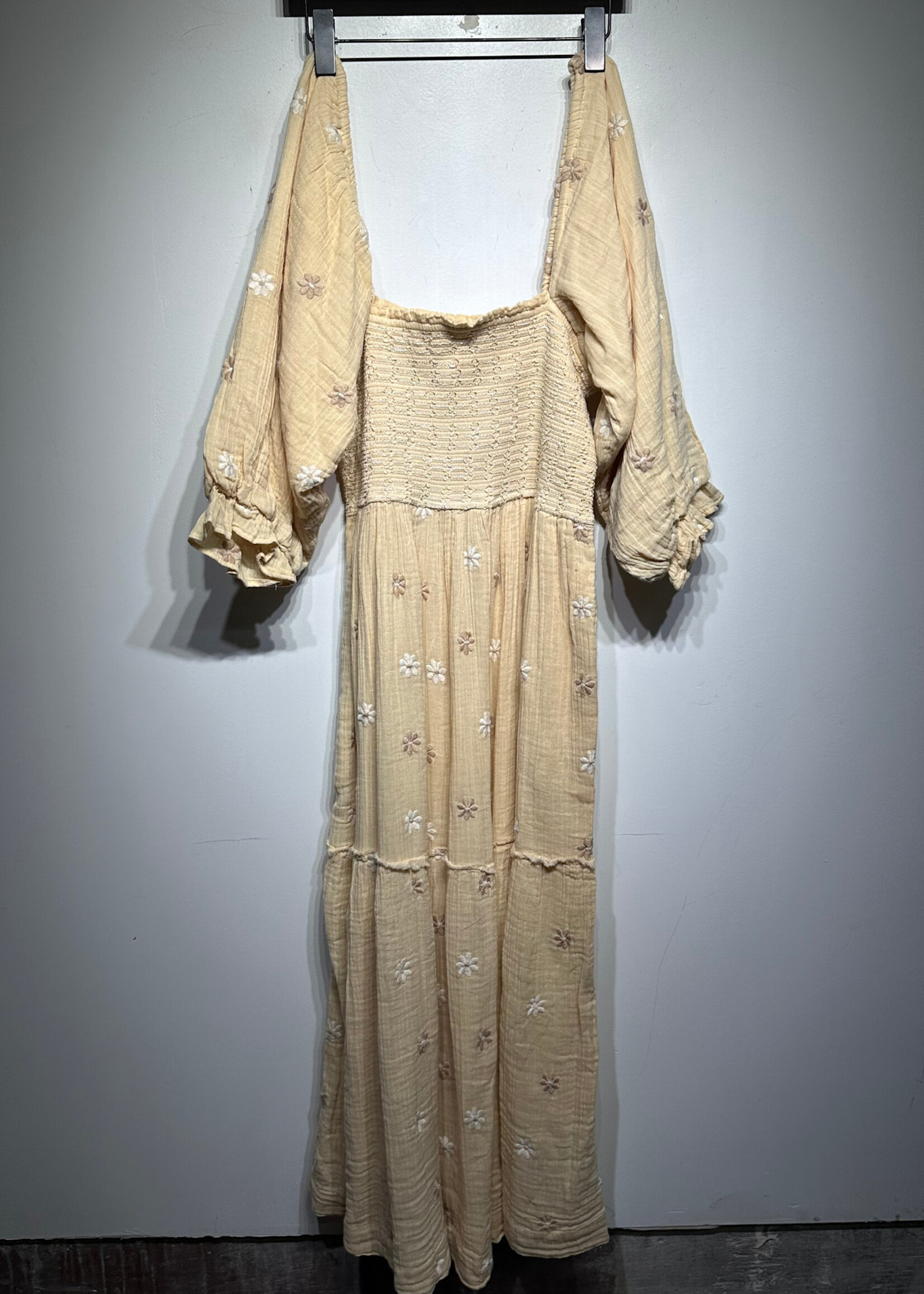 NWT Free People Yellow Off Shoulder Dress L