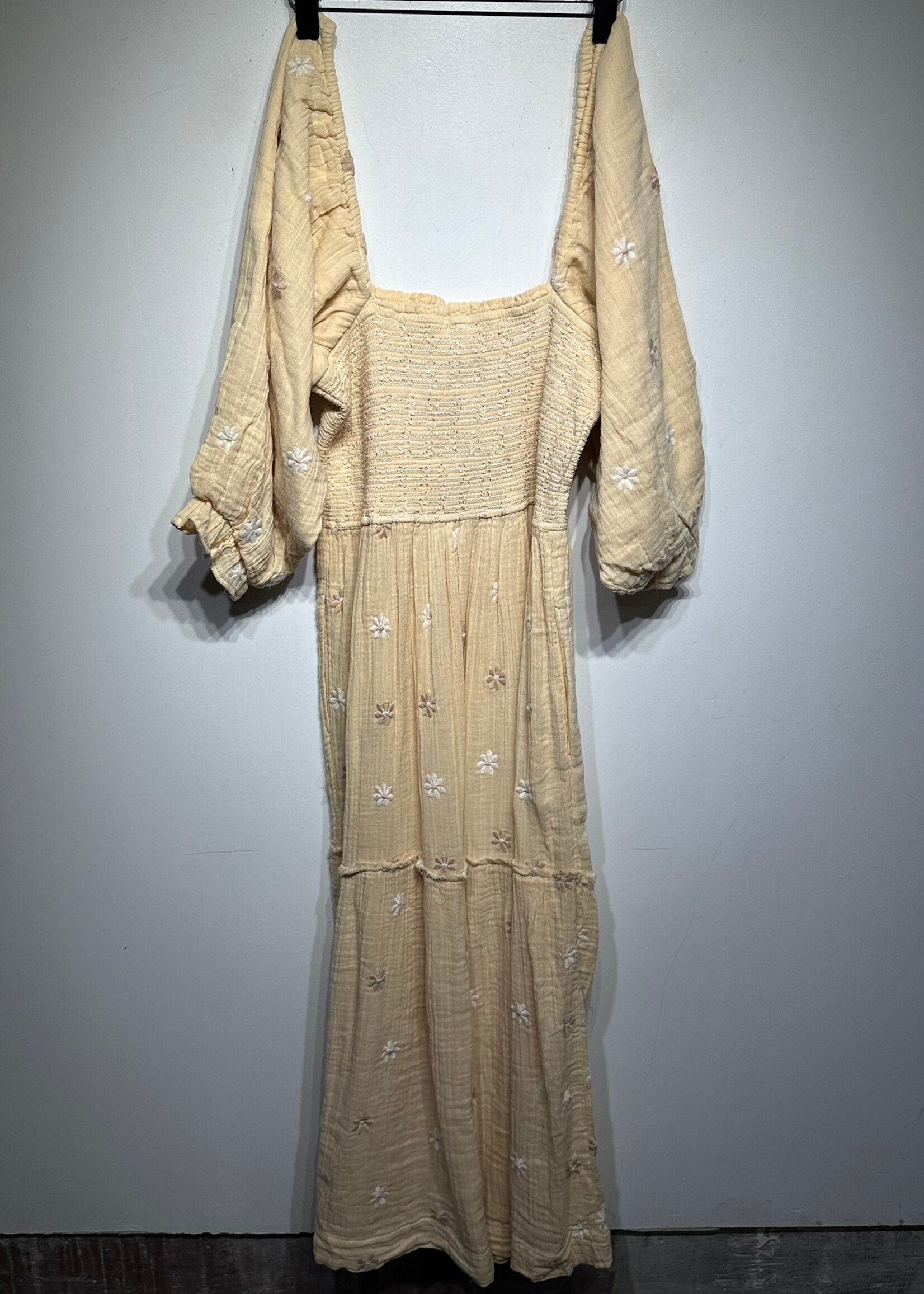 NWT Free People Yellow Off Shoulder Dress L