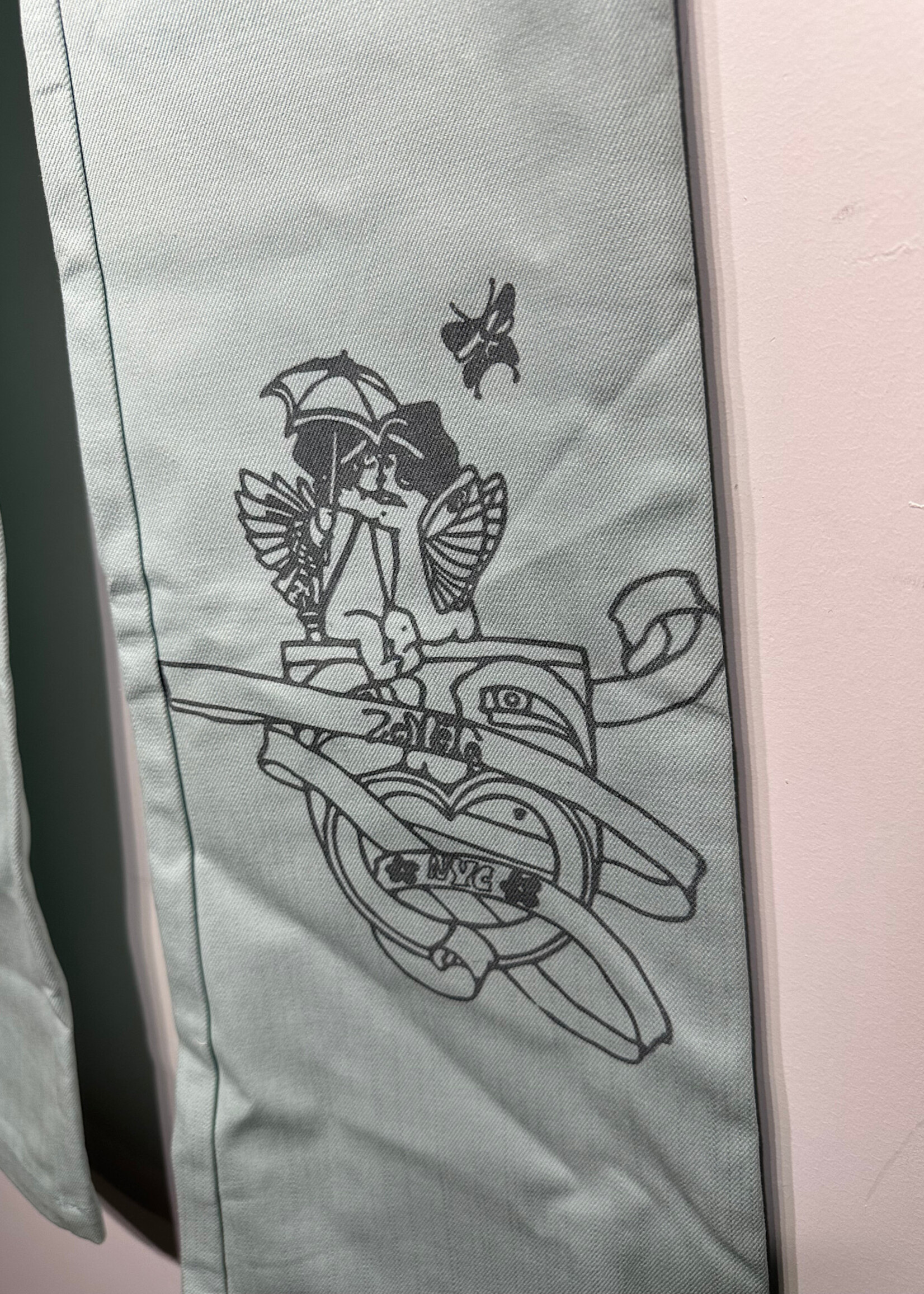 Zemeta Light Blue Asymmetrical Tie Pants 28