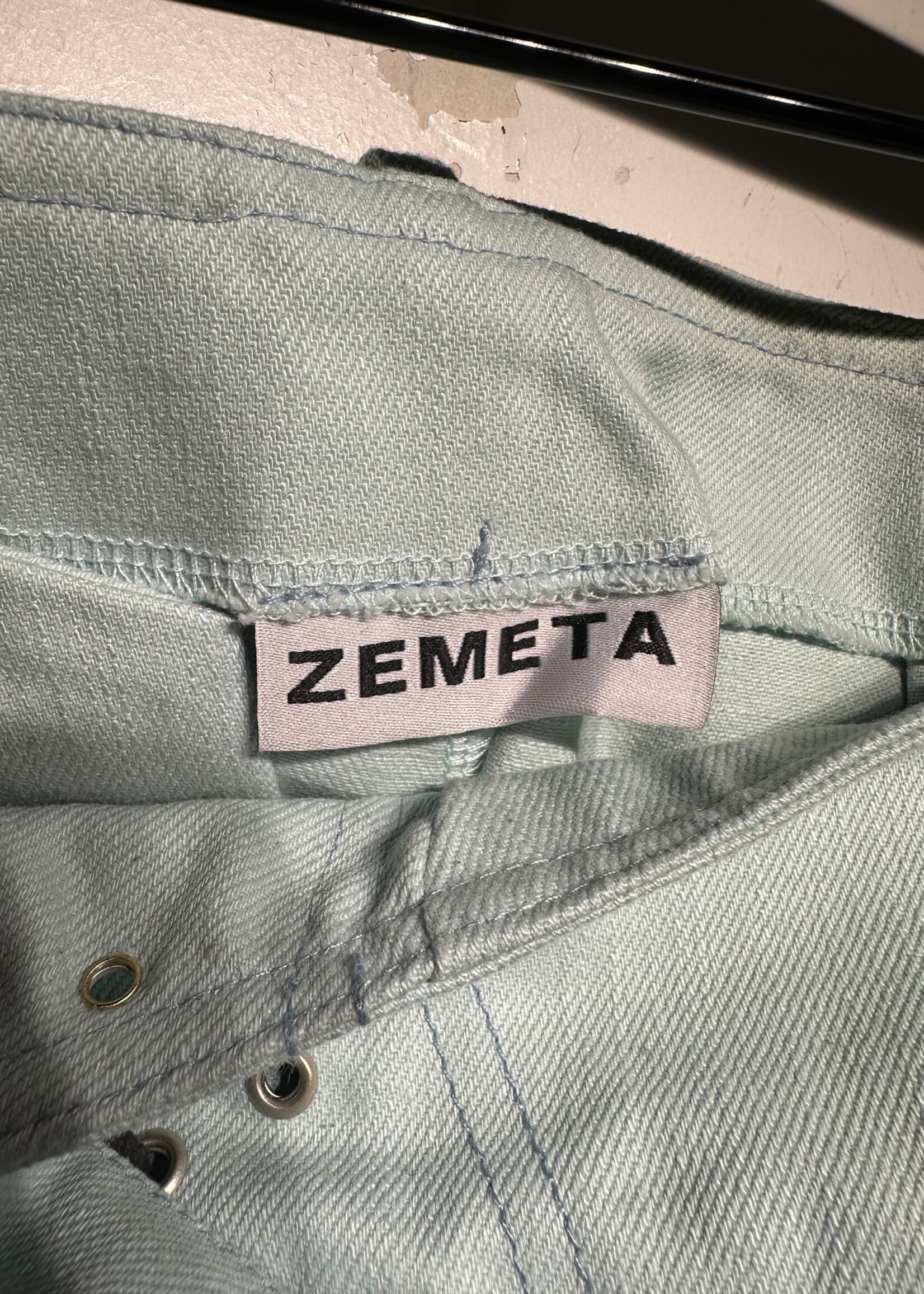 Zemeta Light Blue Asymmetrical Tie Pants 28