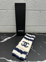Chanel White Blue Cashmere Scarf