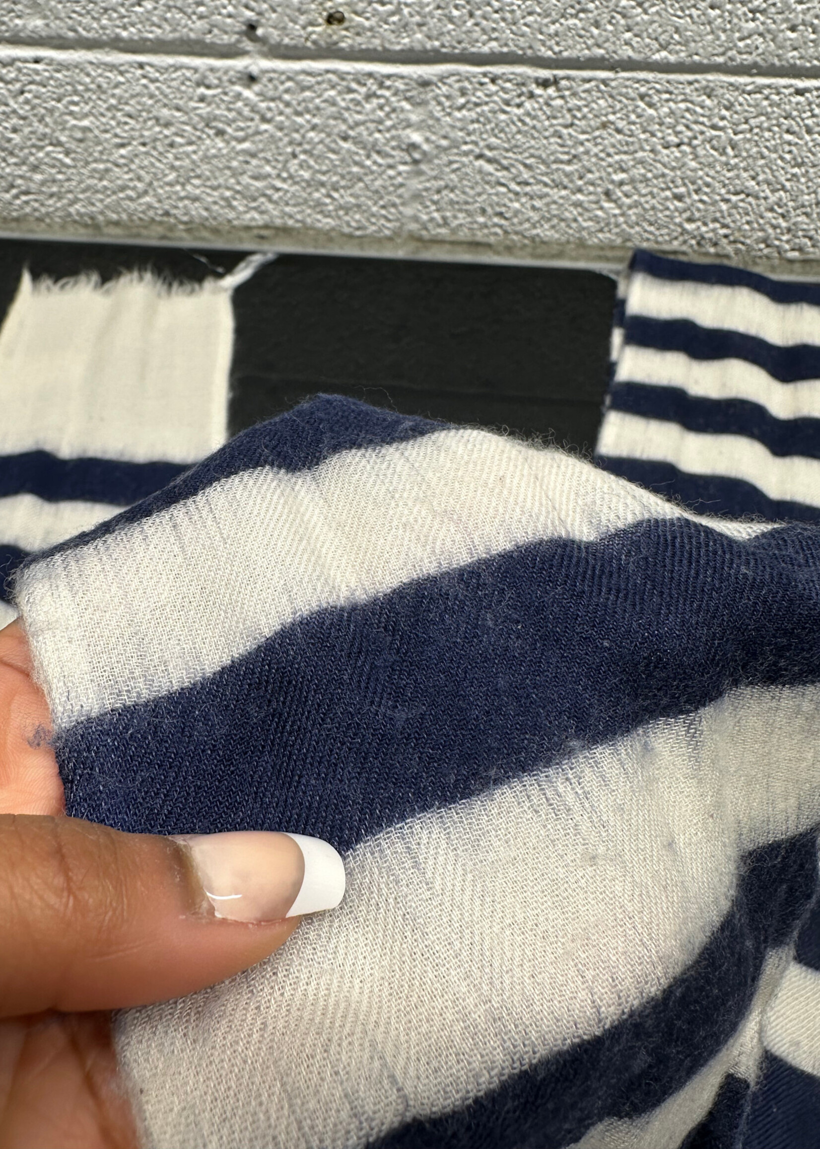 Chanel White Blue Cashmere Scarf