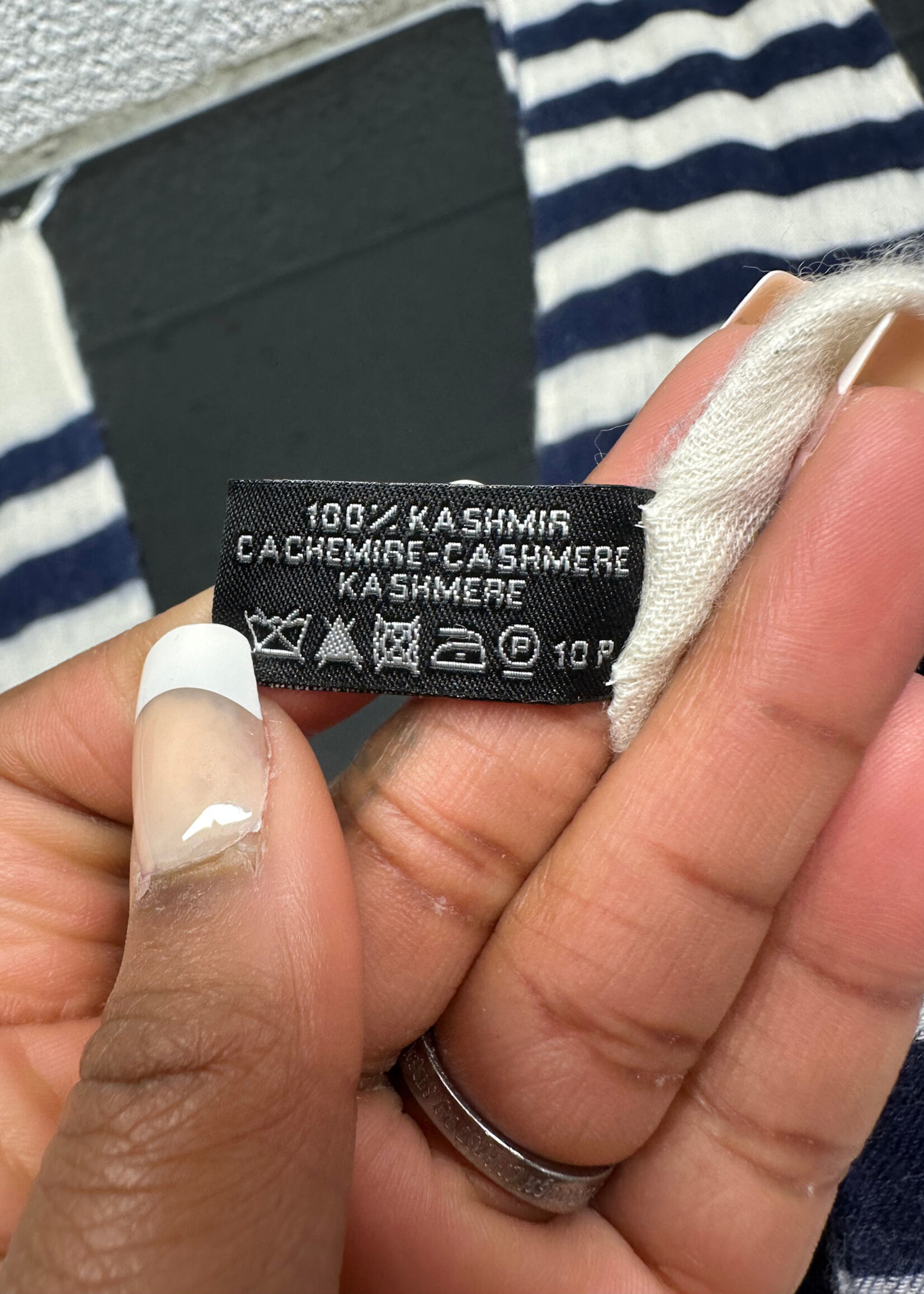 Chanel White Blue Cashmere Scarf