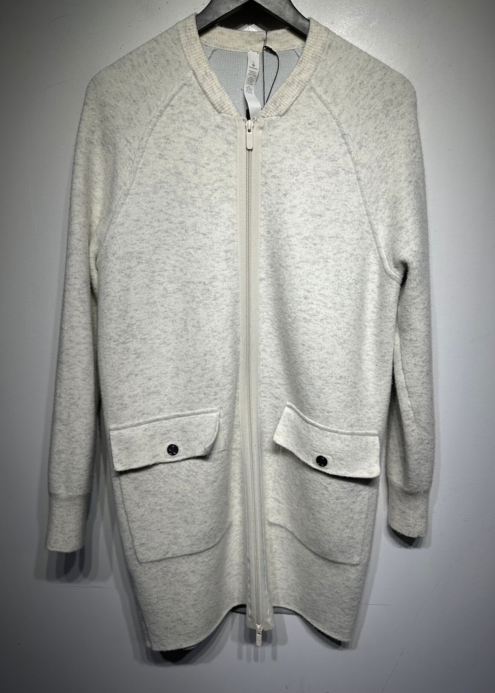 Lululemon White Heathered Zip Long Jacket S