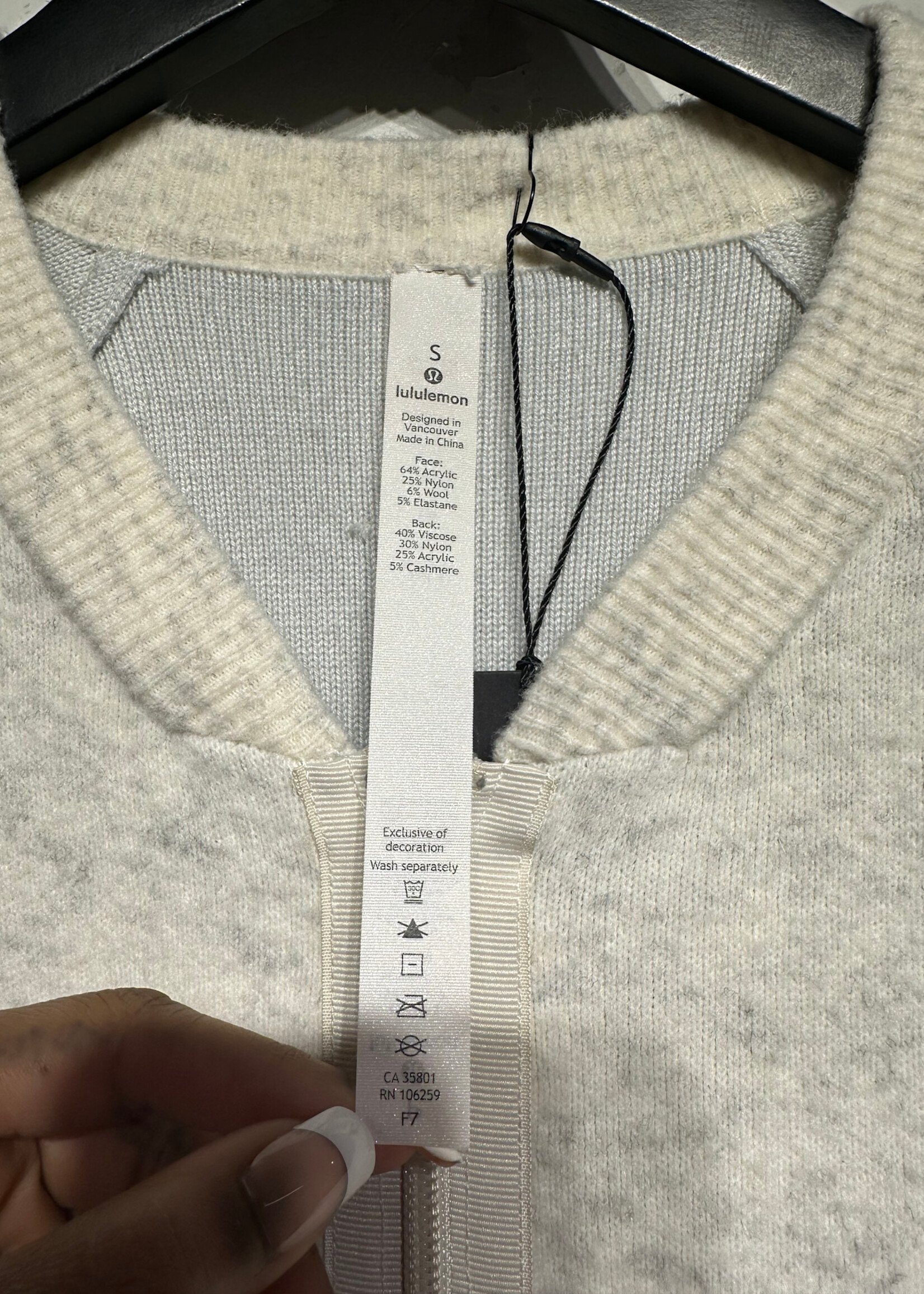 Lululemon White Heathered Zip Long Jacket S