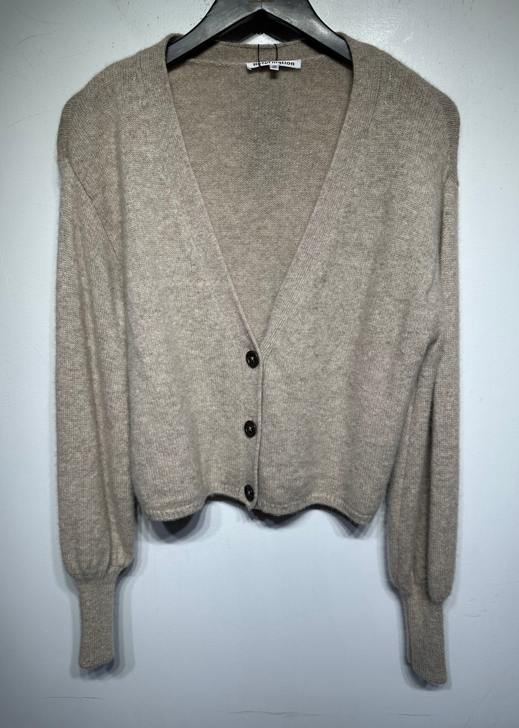 Reformation Tan Cashmere Cardigan XS