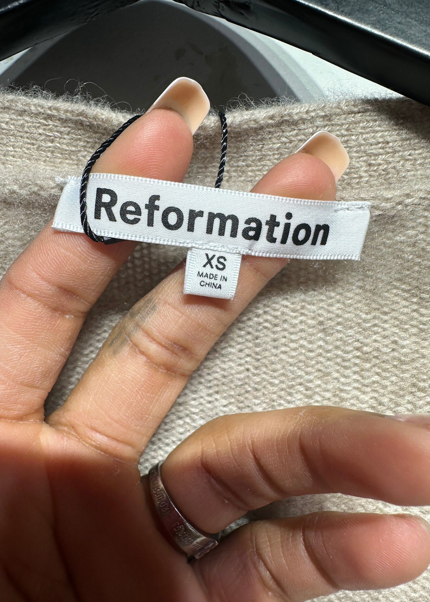 Reformation Tan Cashmere Cardigan XS