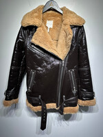 Avec Les Filles Patent Faux Fur Jacket S