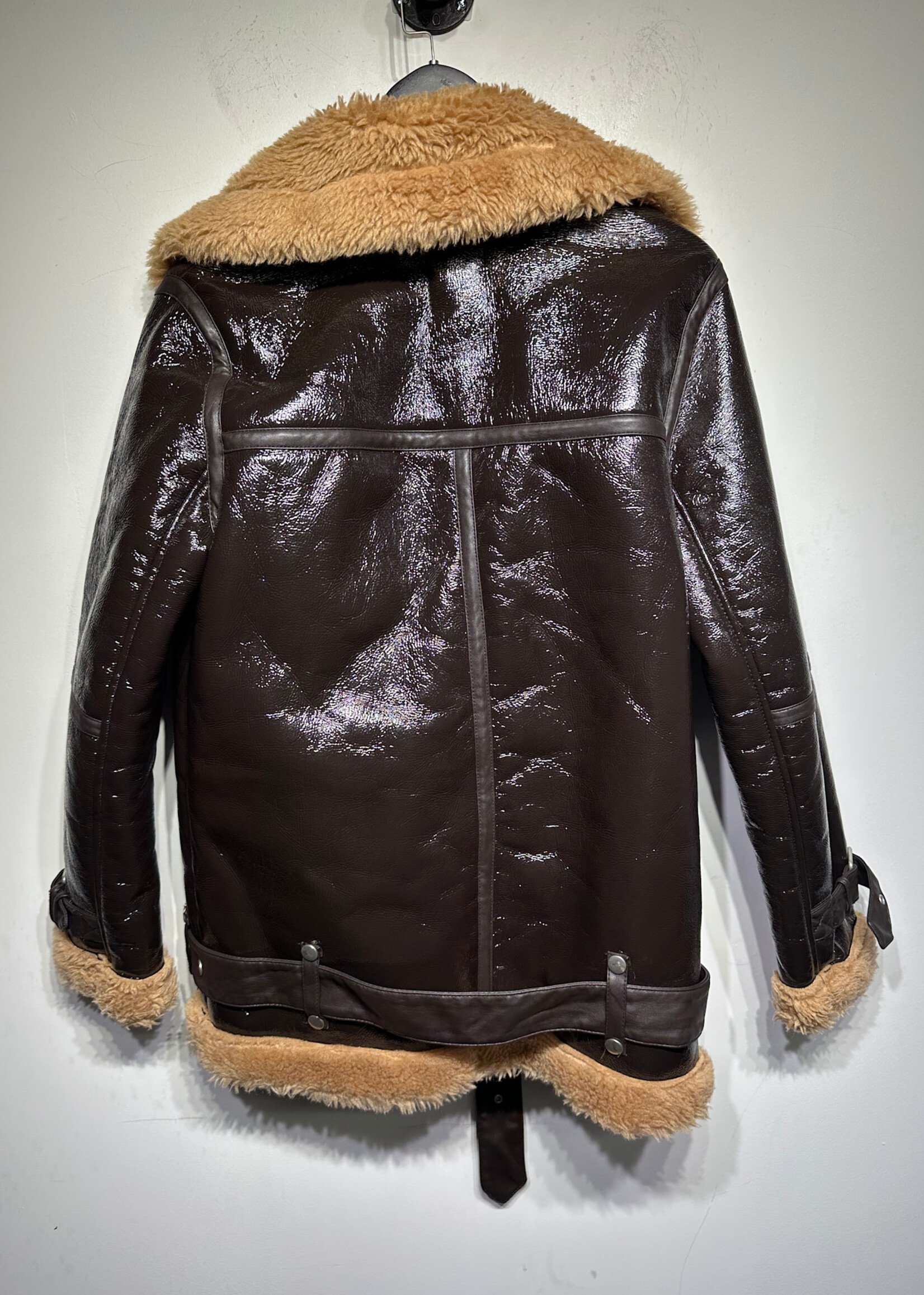Avec Les Filles Patent Faux Fur Jacket S