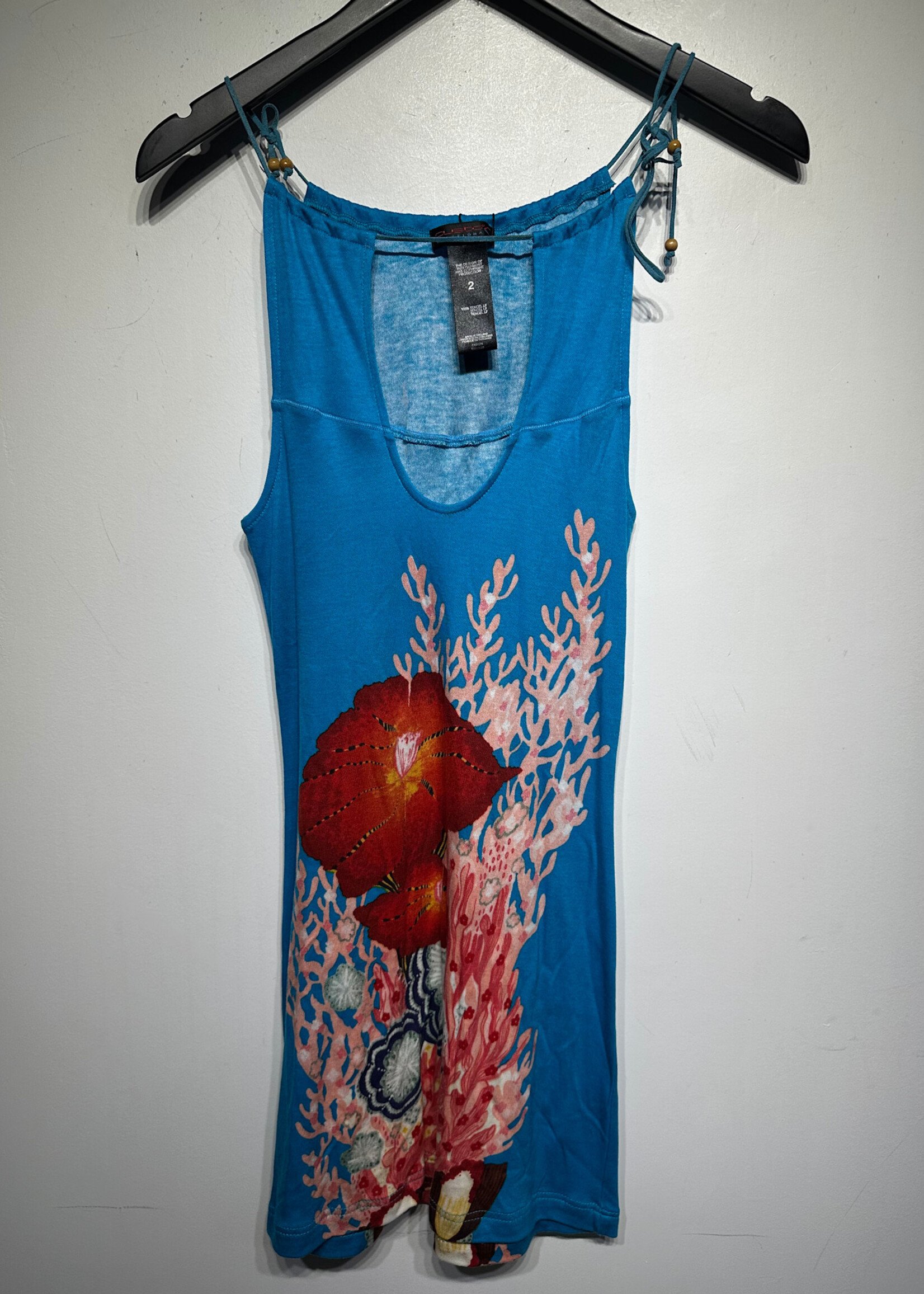 Custo Barcelona Blue Flower Graphic Dress 2/XS