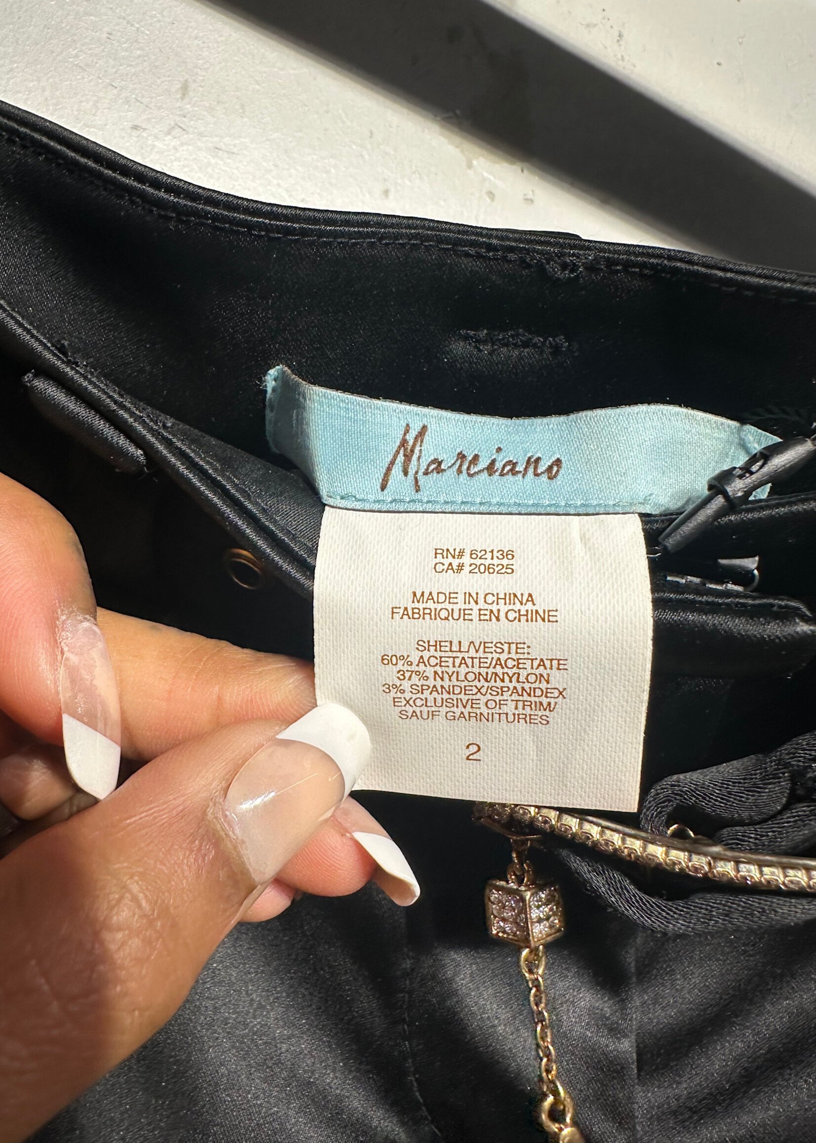 Marciano Black Satin Belted Y2K Mini Shorts 2/26