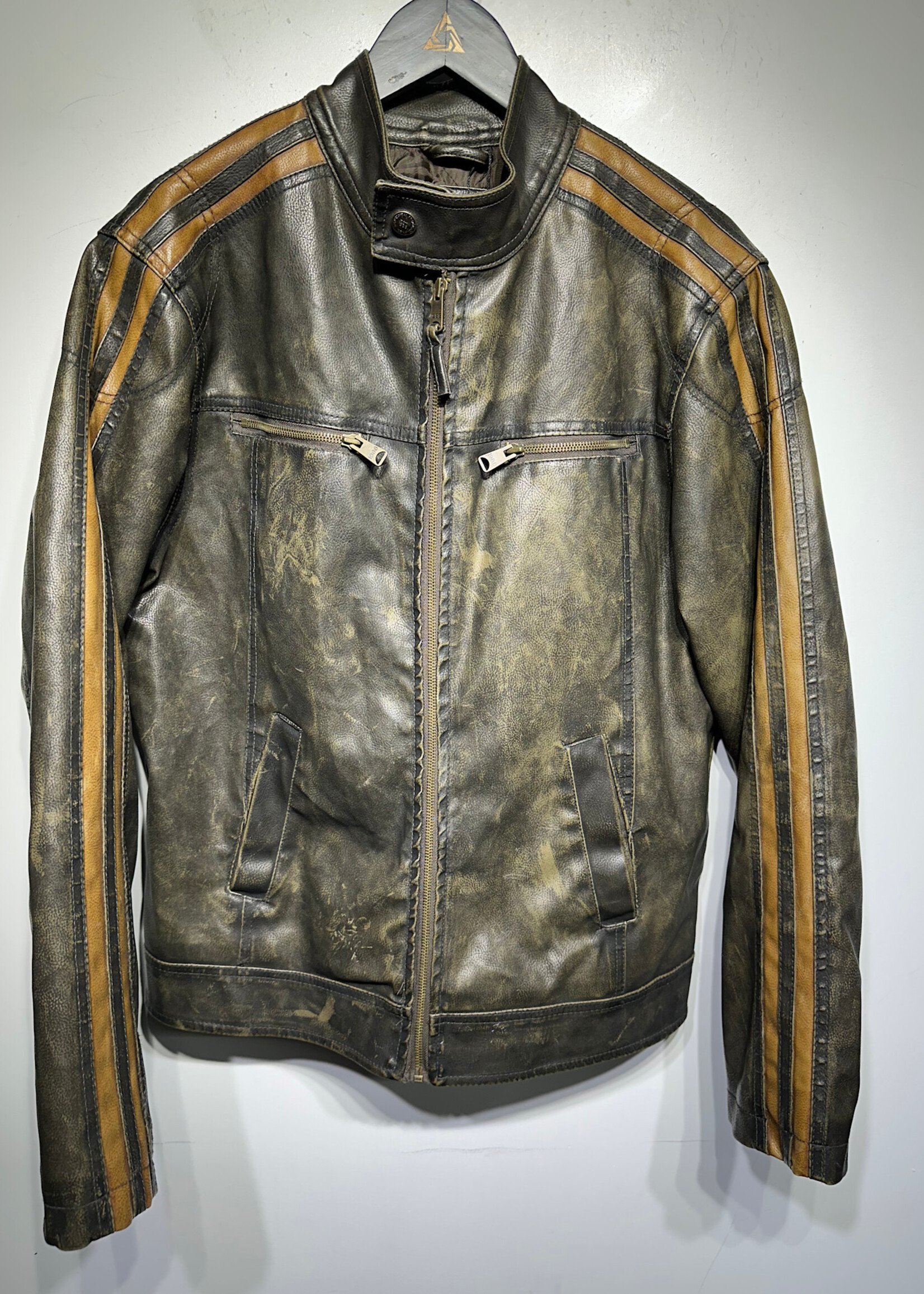 Arizona Y2K Acid Wash Faux Leather Jacket M