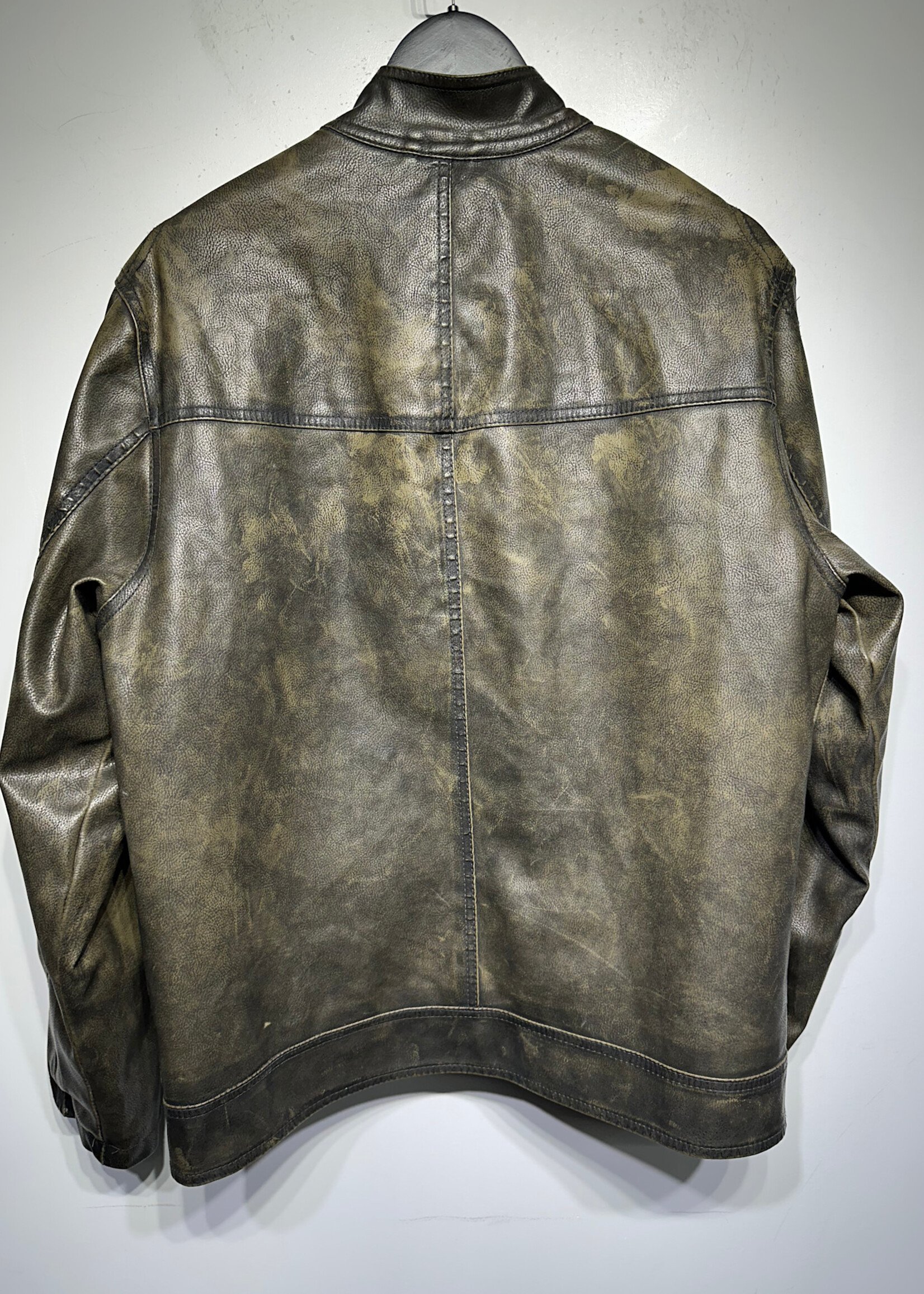 Arizona Y2K Acid Wash Faux Leather Jacket M