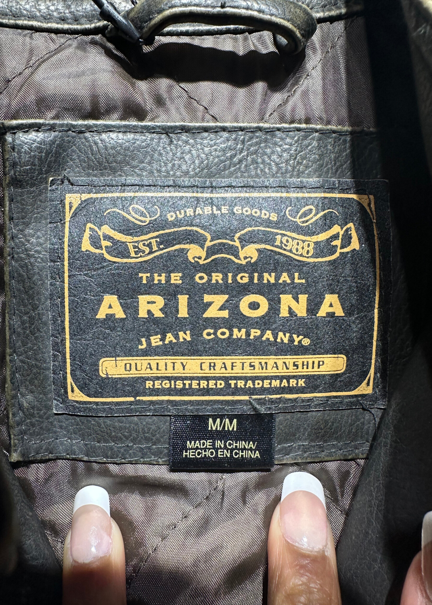 Arizona Y2K Acid Wash Faux Leather Jacket M