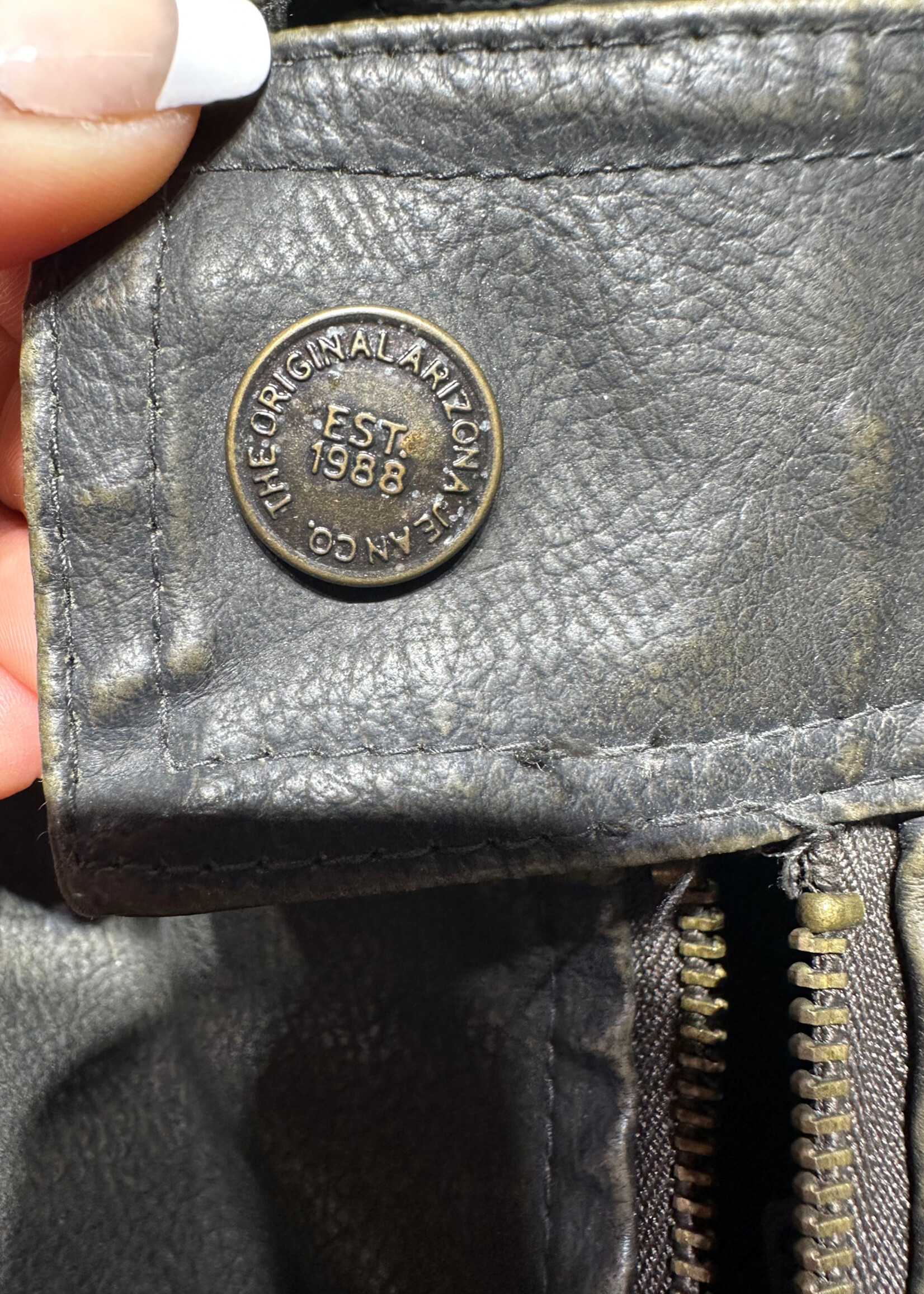 Arizona Y2K Acid Wash Faux Leather Jacket M