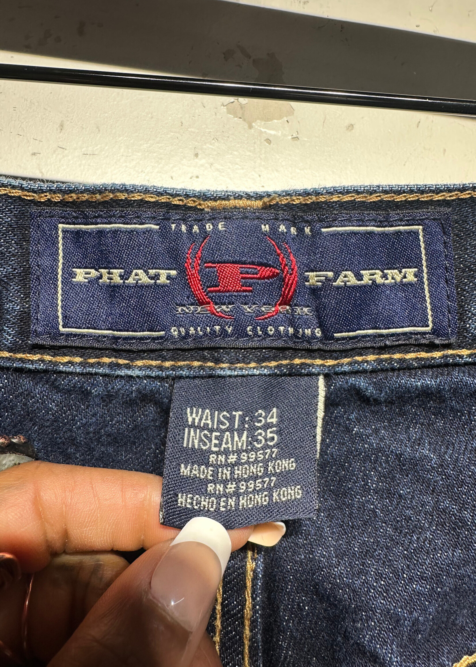 Phat Farm Y2K Dark Wash Cargo Jeans Masc 34