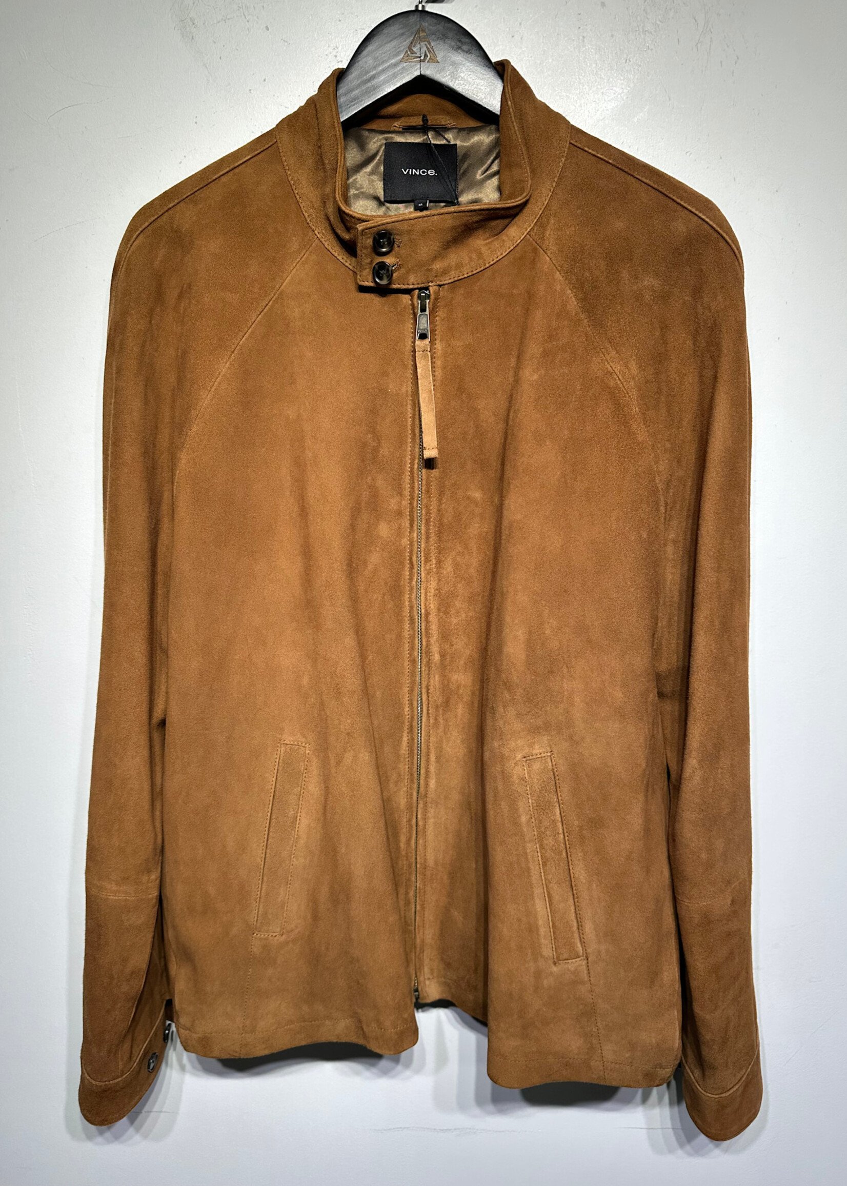 Vince Brown Suede Café Racer Jacket XL